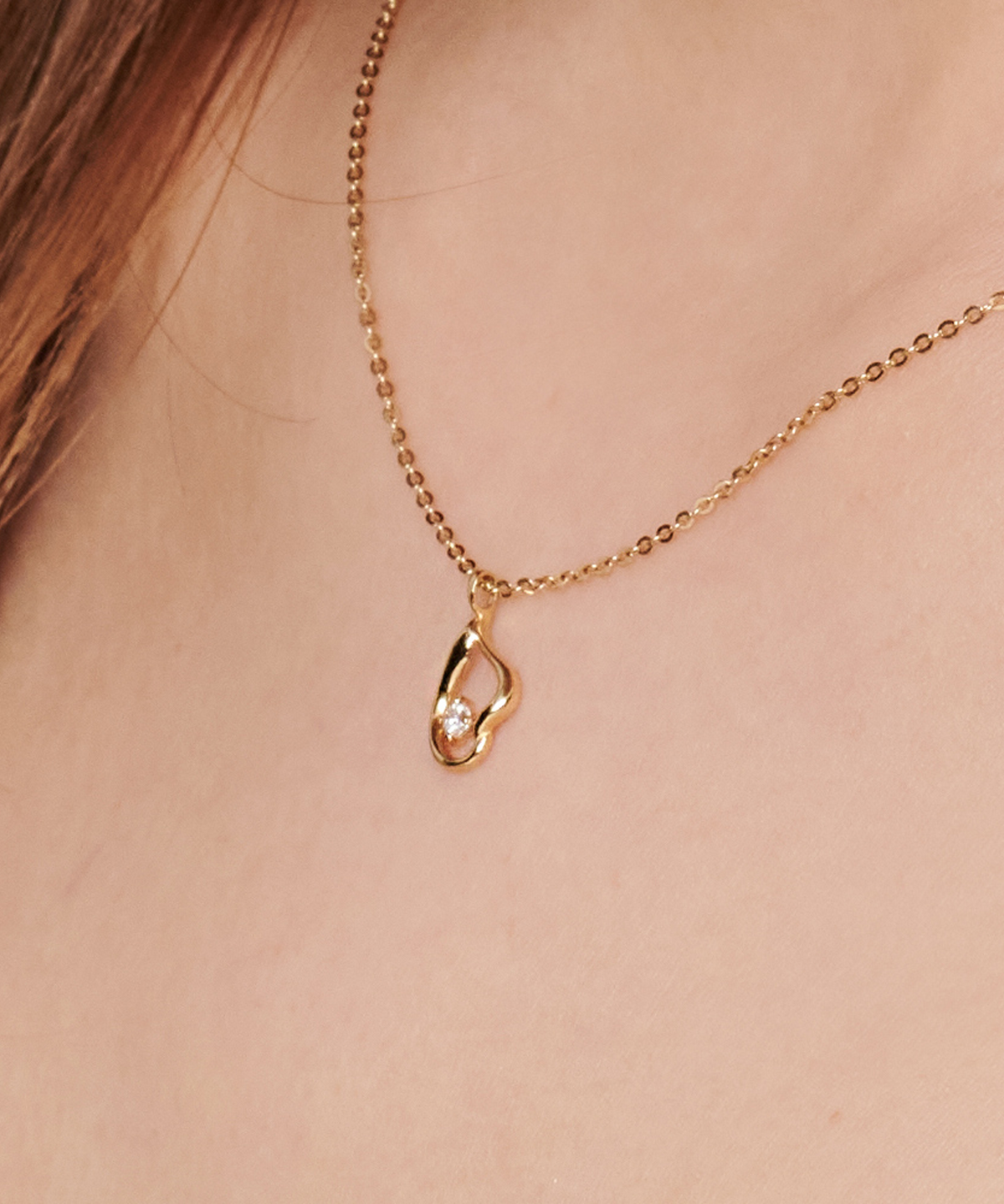 러비앤비(LOVEENB) [14K gold] 웨이비 물방울 목걸이