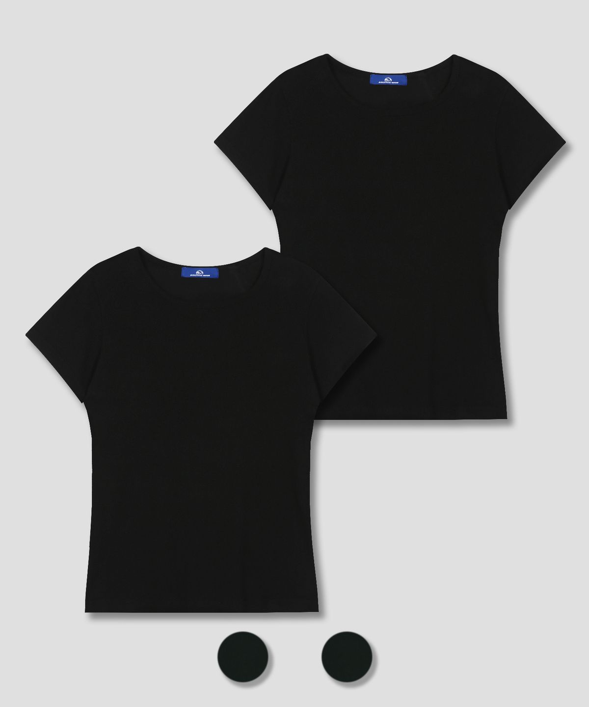 돌핀웨이브어패럴(DOLPHIN WAVE APPAREL) [2PACK] 돌핀 코튼 베이직 슬림핏 반팔 티셔츠 2팩