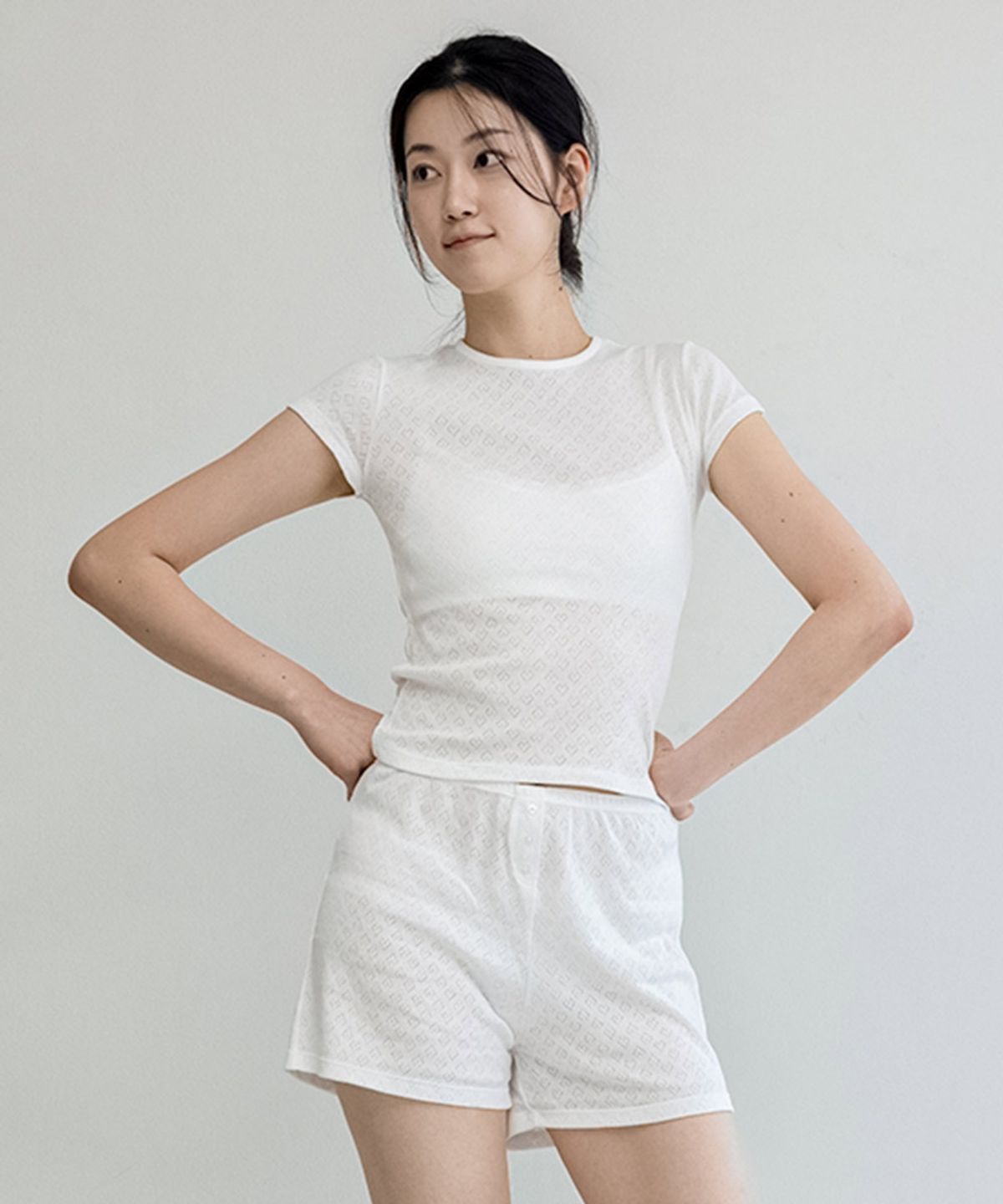 싸이클린(CYCLEAN) 100% 순면 포인텔 반팔티 (화이트/하트)