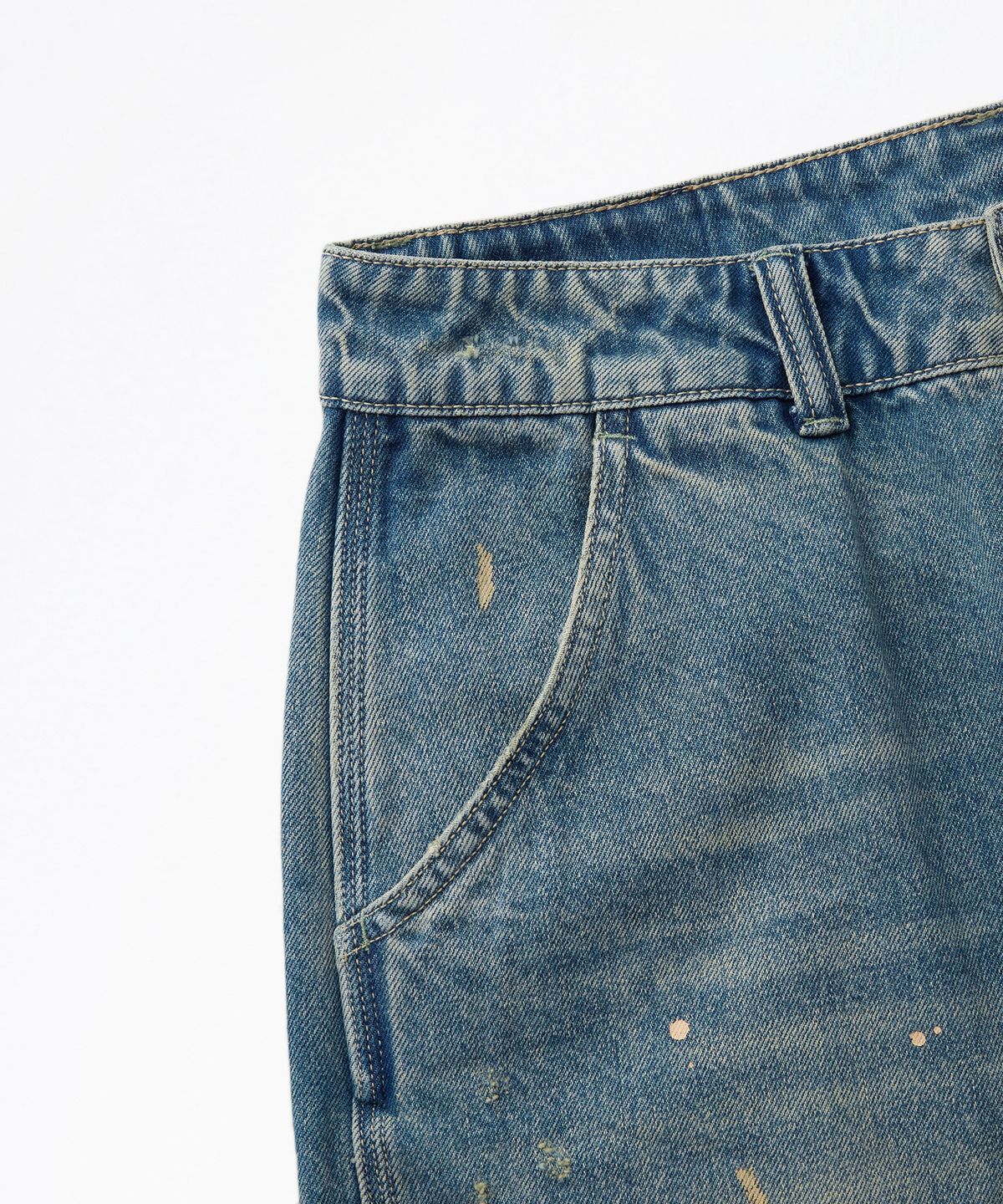 아웃스탠딩(OUTSTANDING) CARPENTER DENIM SHORTS_DIRTY BLUE