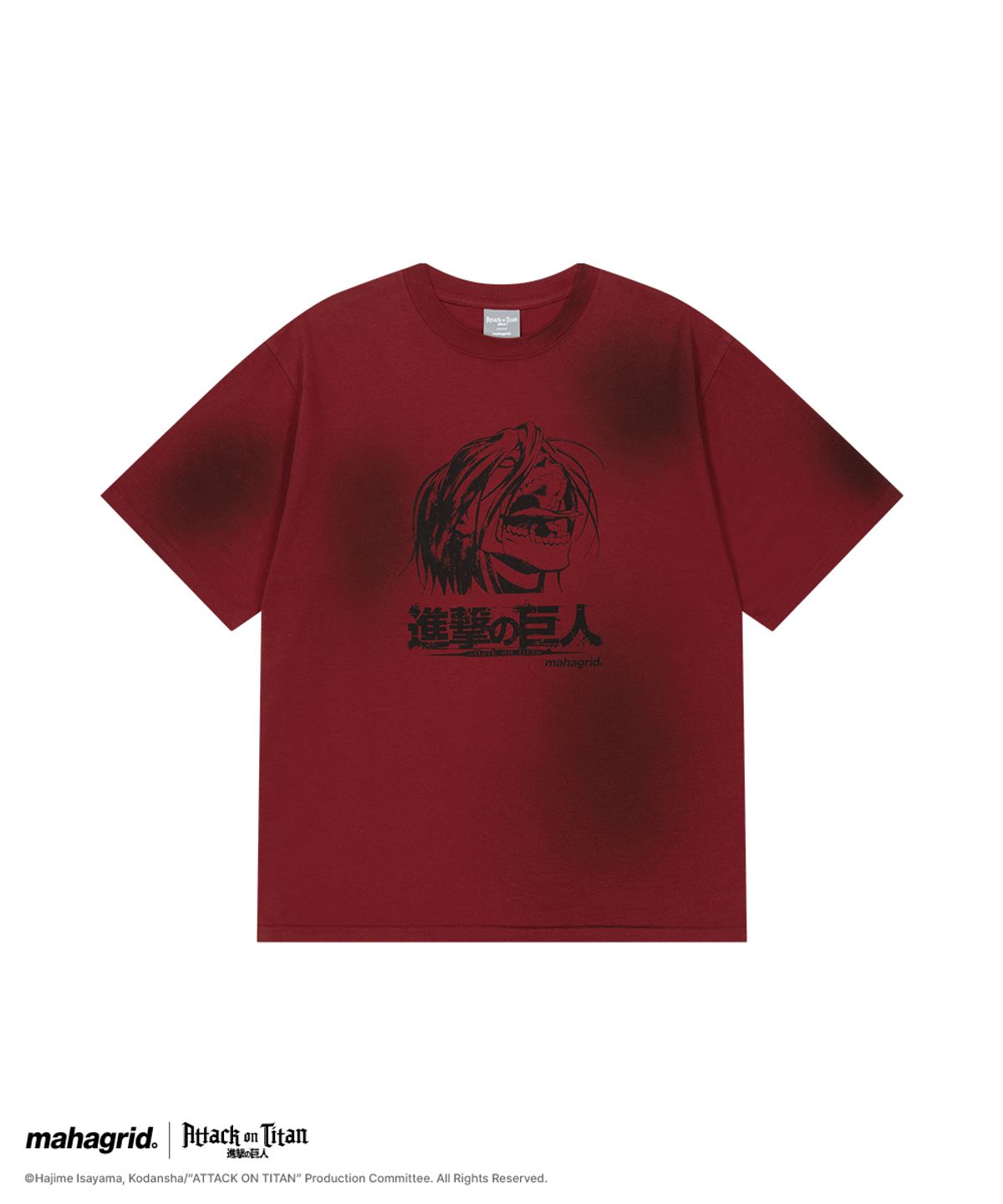 마하그리드(MAHAGRID) [진격의거인] DIRTY WASHED EREN BERSERK TEE RED(MG2GMMT501T)