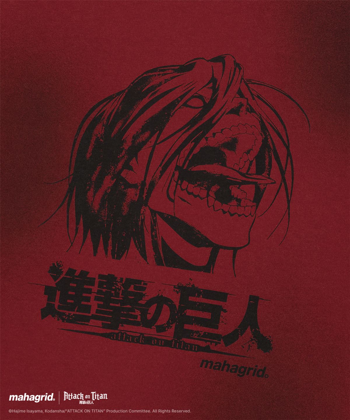 마하그리드(MAHAGRID) [진격의거인] DIRTY WASHED EREN BERSERK TEE RED(MG2GMMT501T)