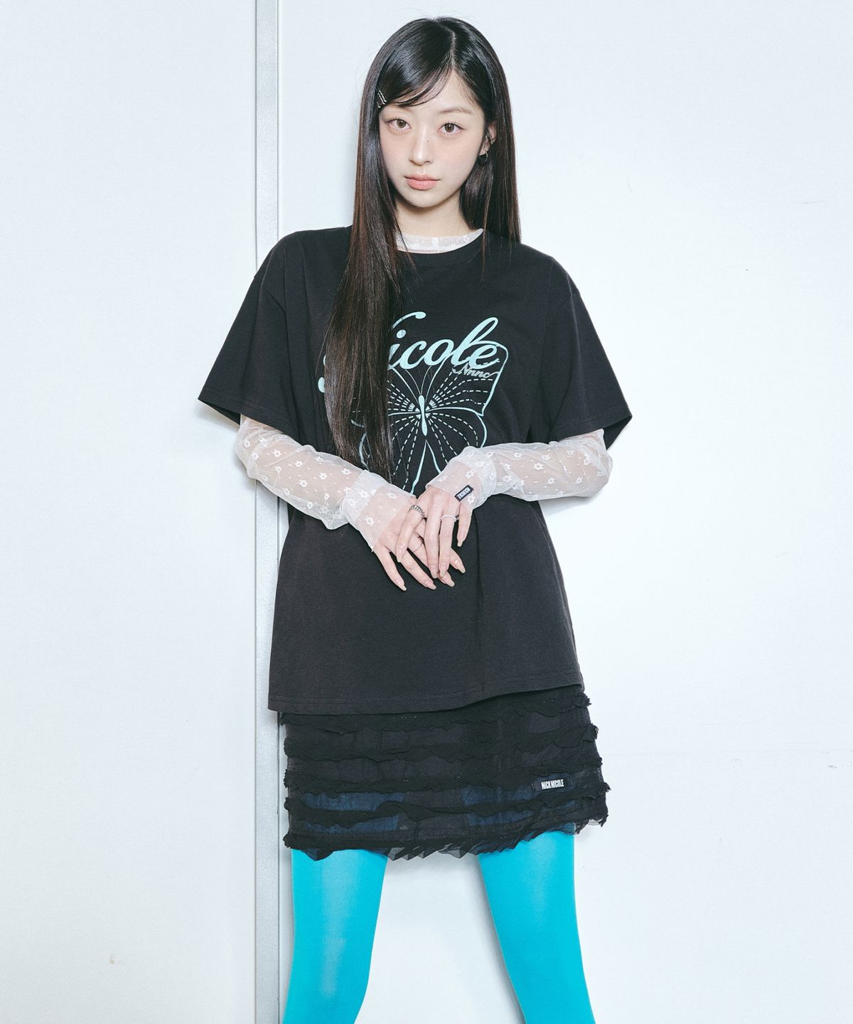 닉앤니콜(NICK&NICOLE) FRINGE LACE MINI SKIRT_BLACK