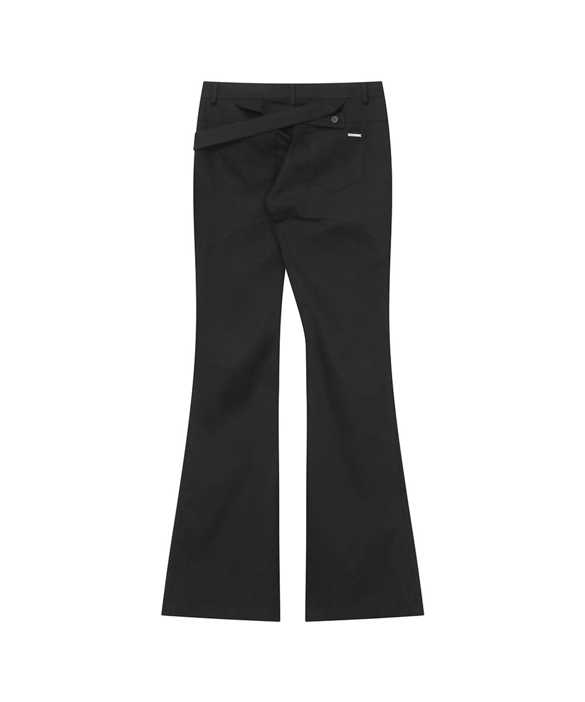 미세키서울(MISEKI SEOUL) Diagonal strap bootcut pants BLACK