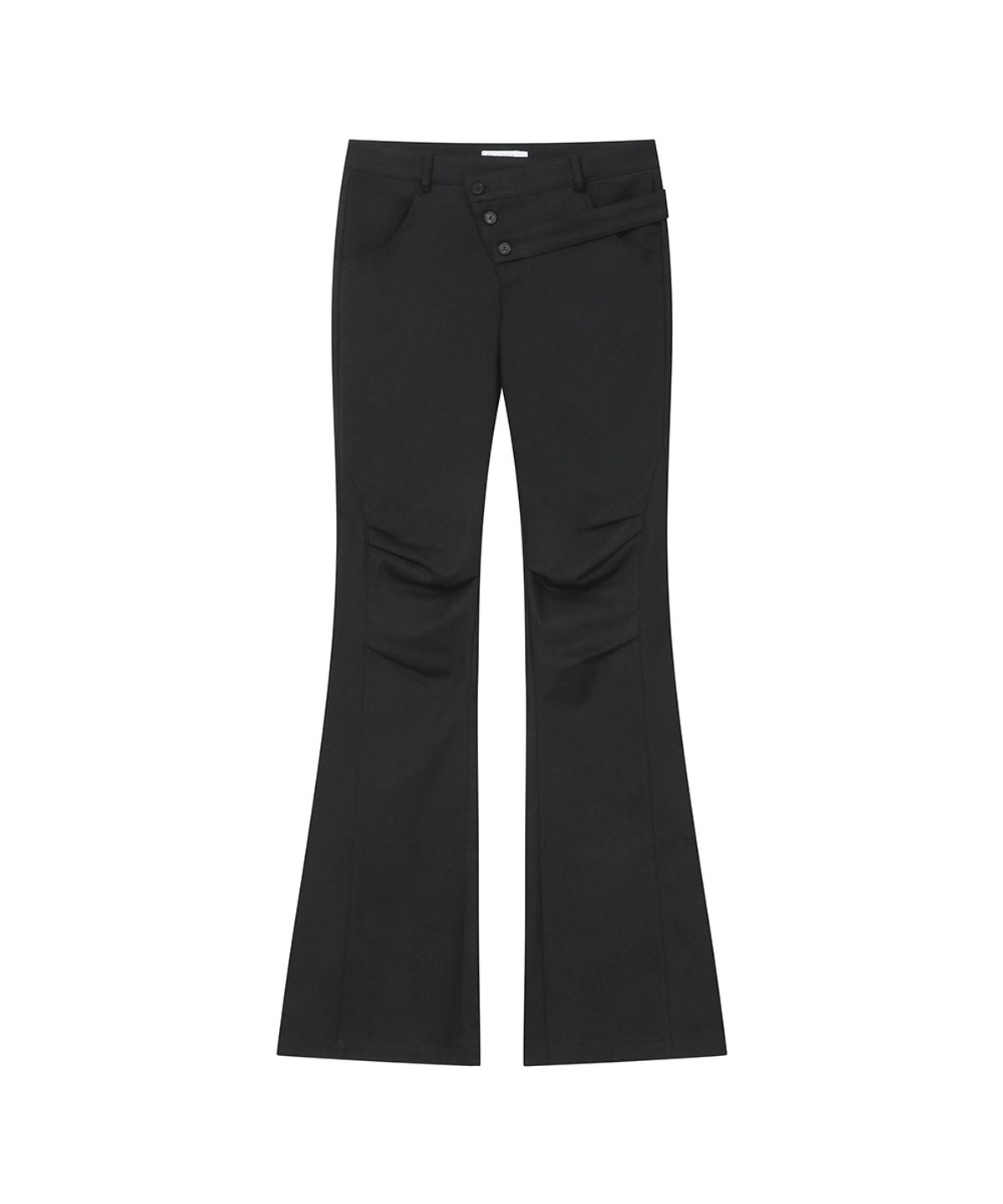 미세키서울(MISEKI SEOUL) Diagonal strap bootcut pants BLACK