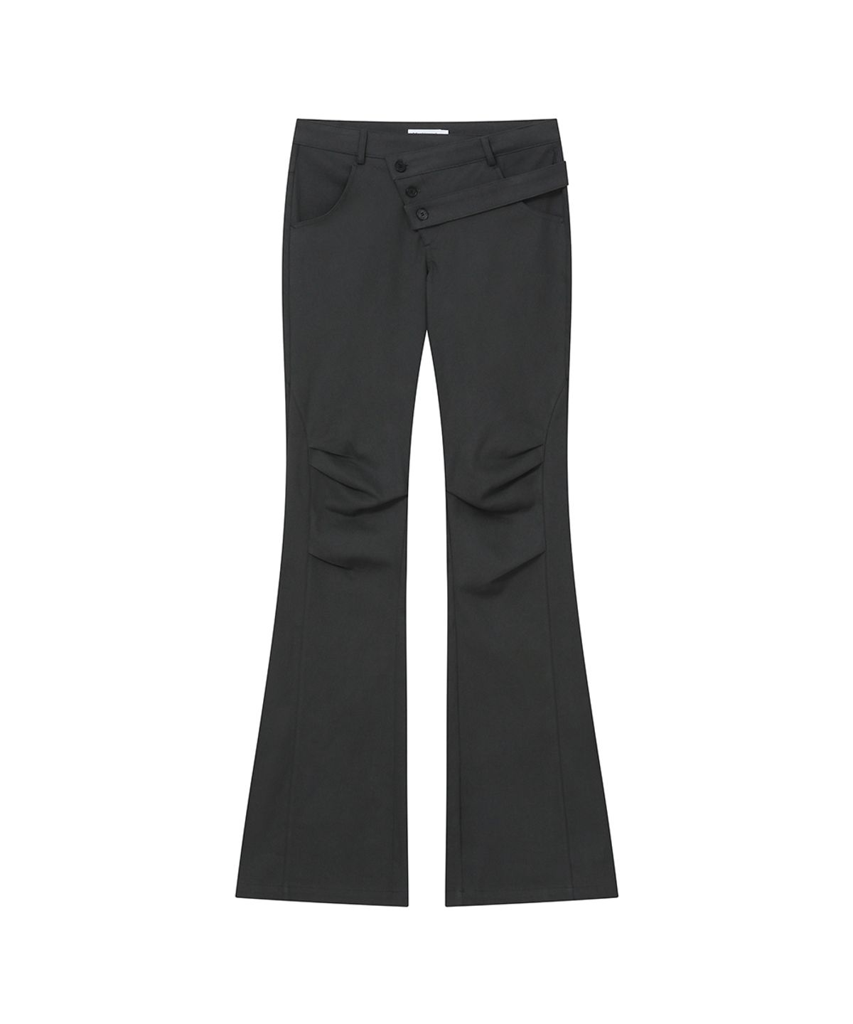 미세키서울(MISEKI SEOUL) Diagonal strap bootcut pants CHARCOAL