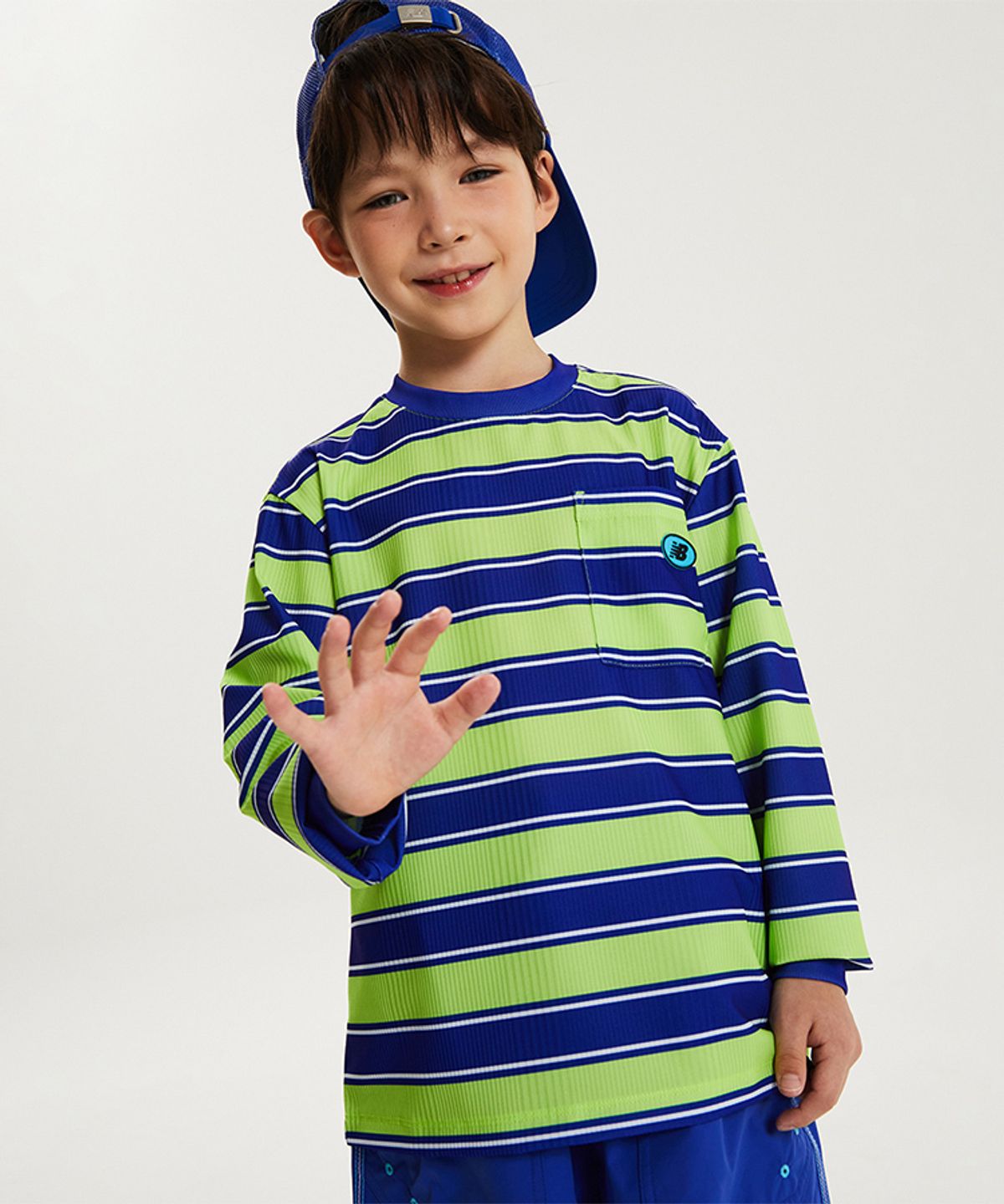 뉴발란스 키즈(NEWBALANCEKIDS) Spotlight Hot Summer_아동 퀵드라이 스트라이프 티셔츠 NK9RG3974UAH
