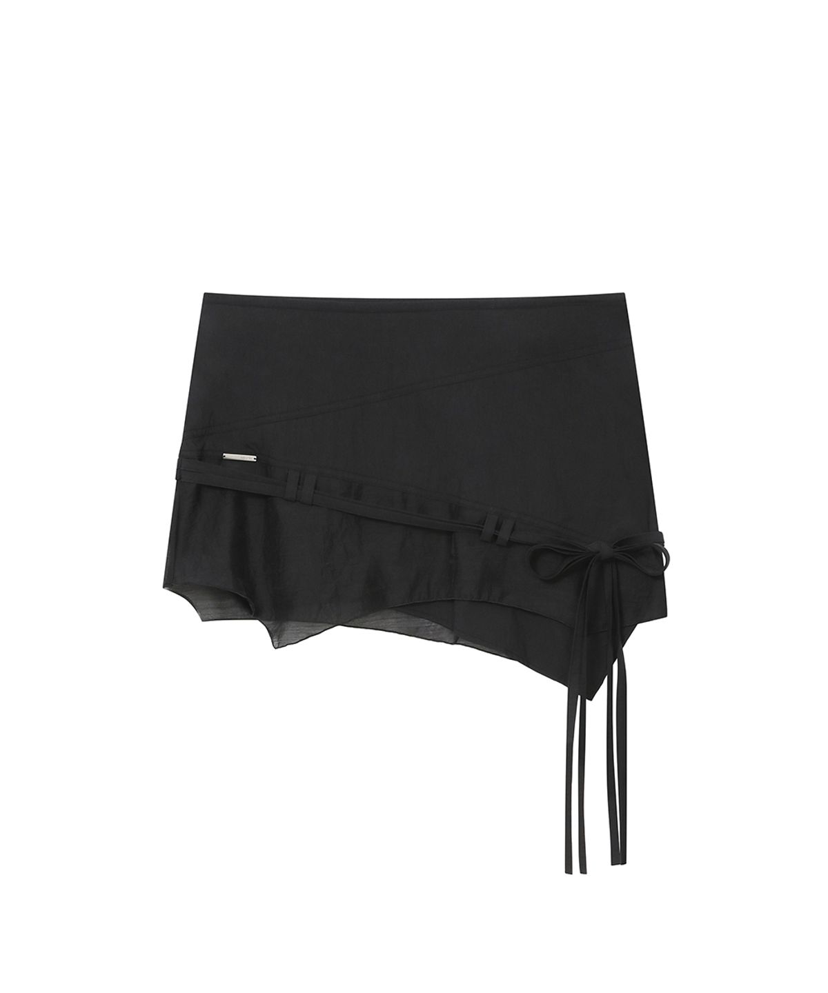 미세키서울(MISEKI SEOUL) Diagonal sheer string mini skirt BLACK