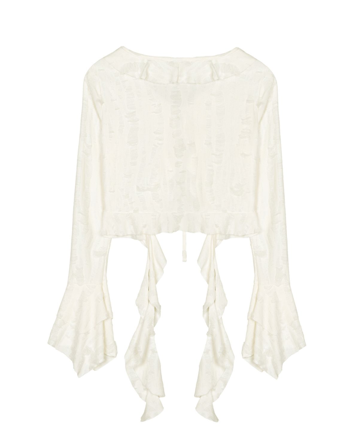 닉앤니콜(NICK&NICOLE) DISTRESSED RUFFLE TIE CARDIGAN_CREAM