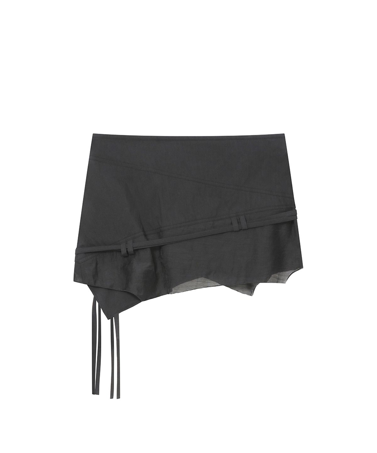 미세키서울(MISEKI SEOUL) Diagonal sheer string mini skirt CHARCOAL