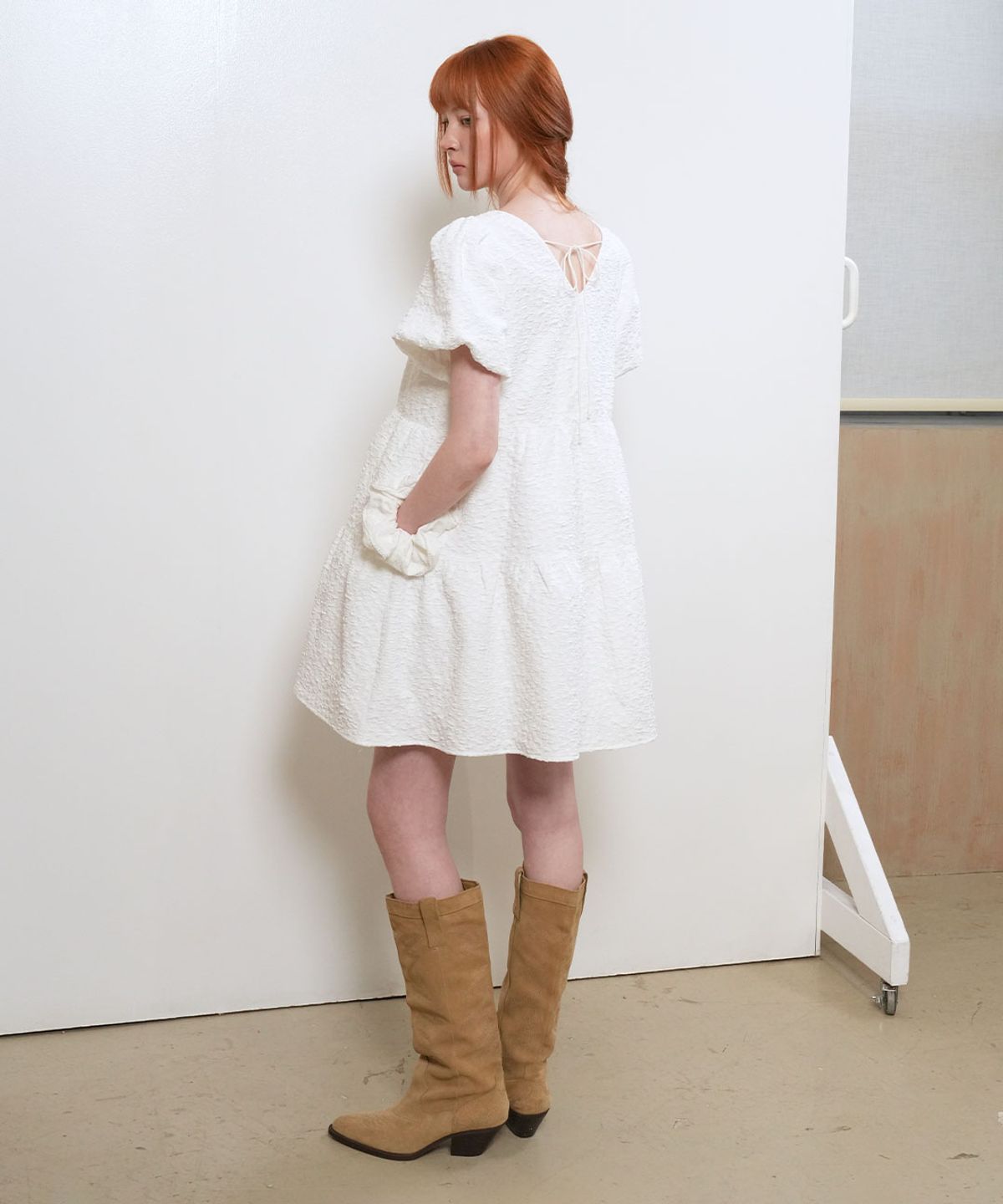 제너럴아이디어(GENERALIDEA) 링클 볼륨 퍼프 원피스 [WHITE] / WBE2L15503