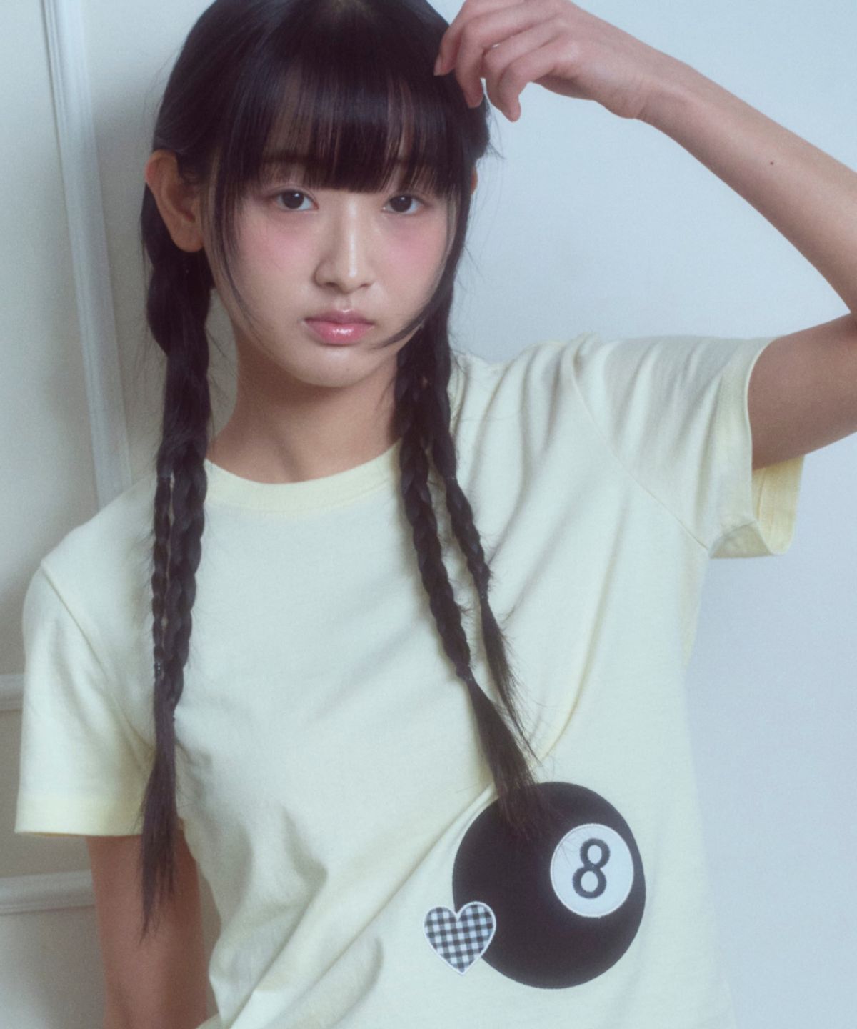 로긴 앤 로지(ROGIN N ROSIE) 8-Ball Check Heart Point T-shirt Lemon