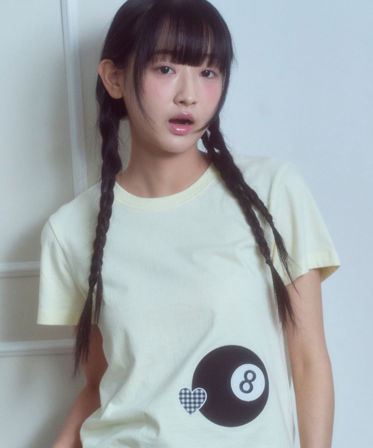 로긴 앤 로지(ROGIN N ROSIE) 8-Ball Check Heart Point T-shirt Lemon