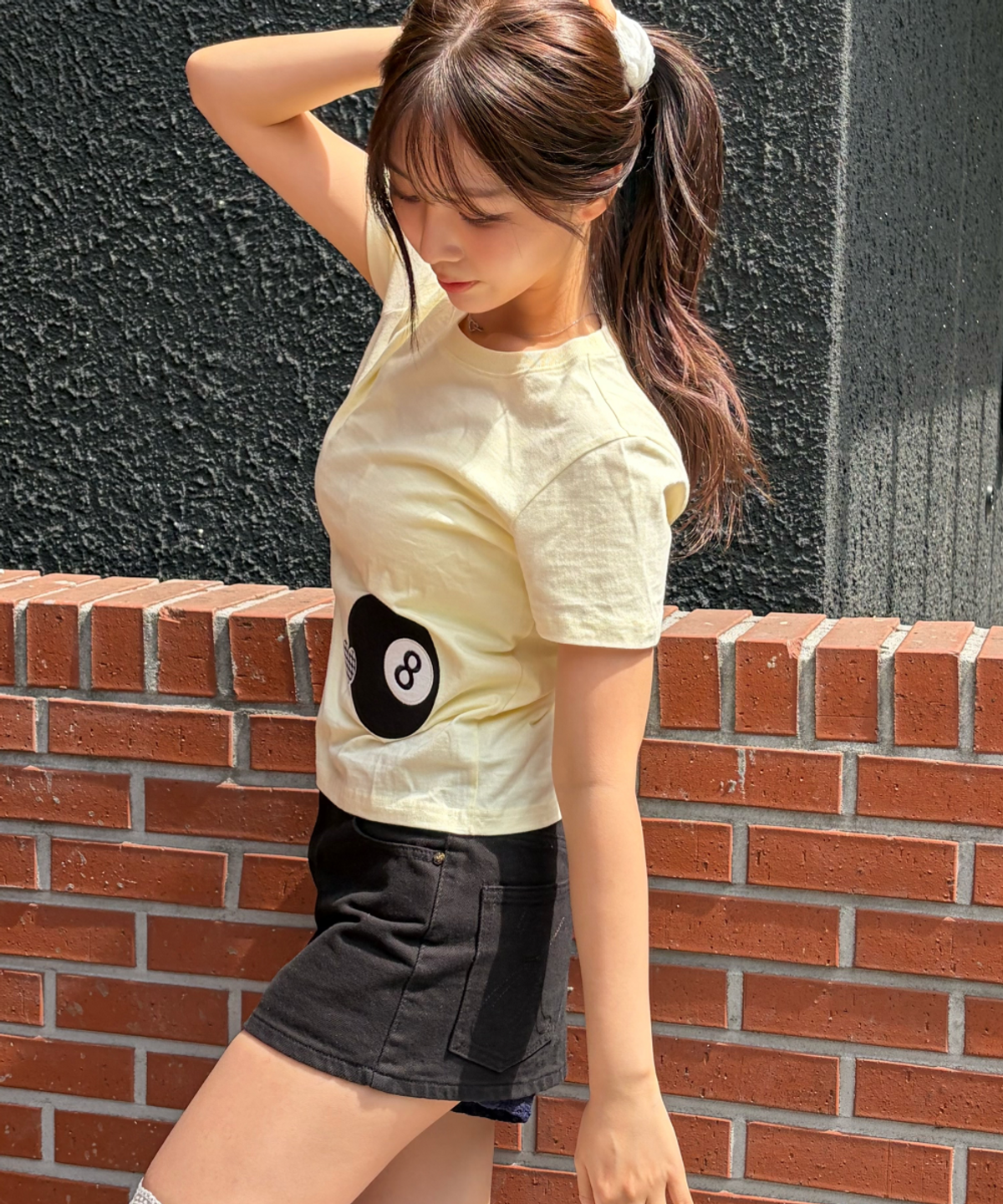 로긴 앤 로지(ROGIN N ROSIE) 8-Ball Check Heart Point T-shirt Lemon