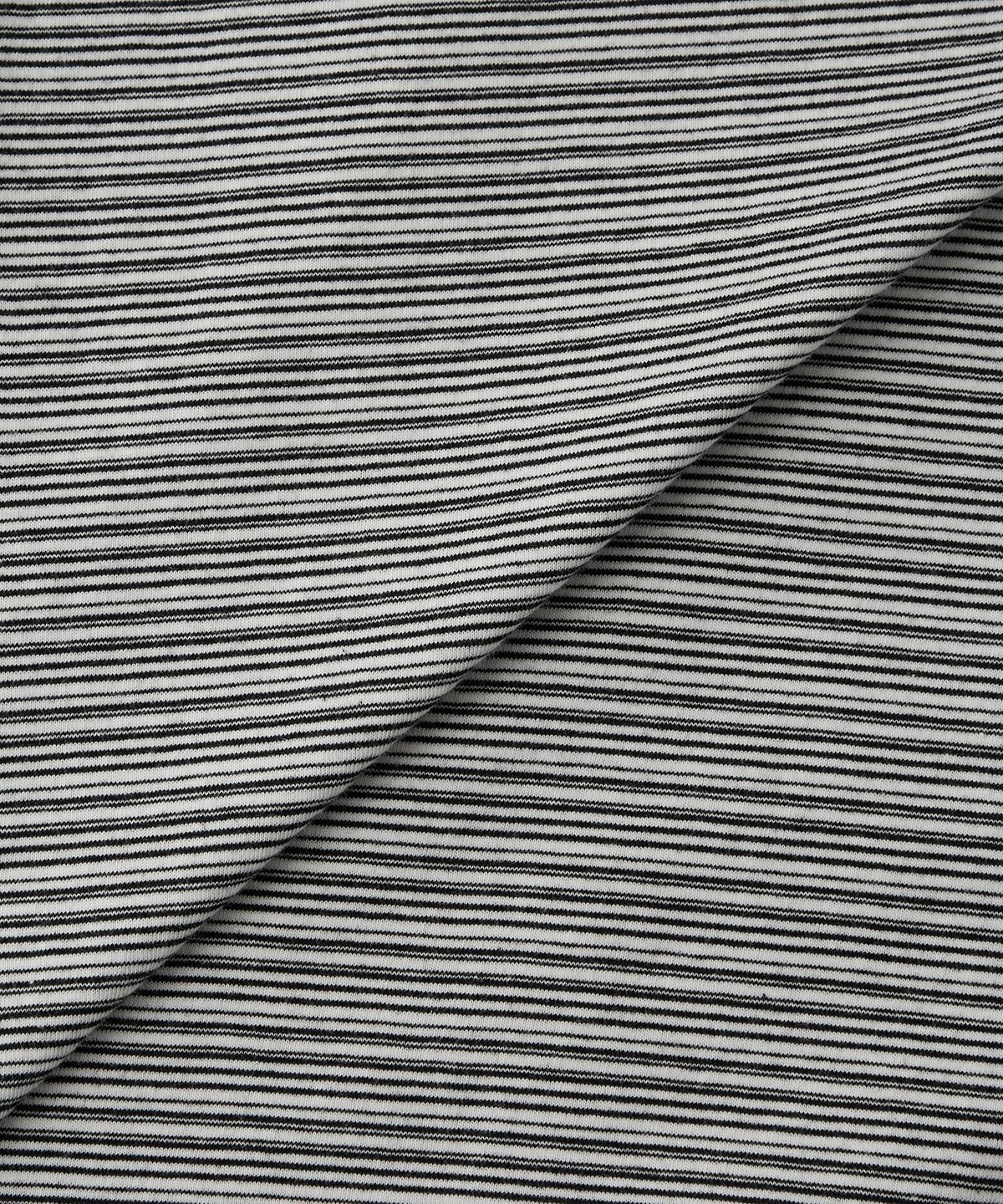 아웃스탠딩(OUTSTANDING) THIN STRIPE HALF SLEEVE TEE_BLACK/IVORY