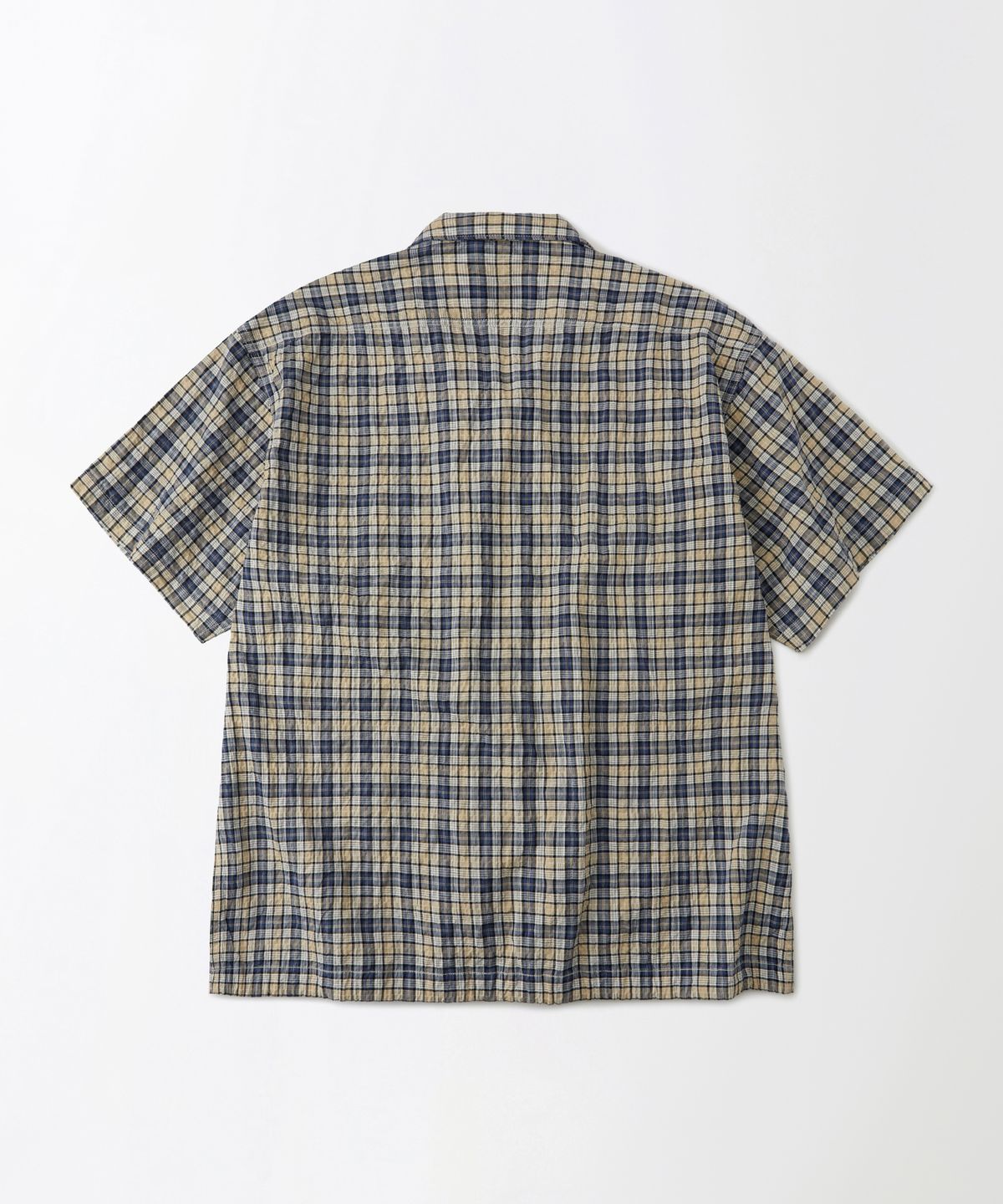아웃스탠딩(OUTSTANDING) SEERSUCKER M-43 HALF SHIRT_BLUE CHECK