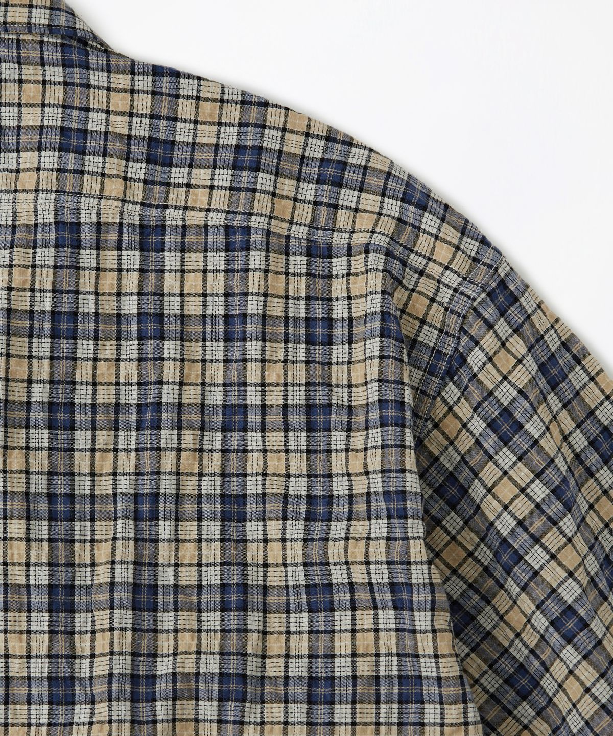 아웃스탠딩(OUTSTANDING) SEERSUCKER M-43 HALF SHIRT_BLUE CHECK