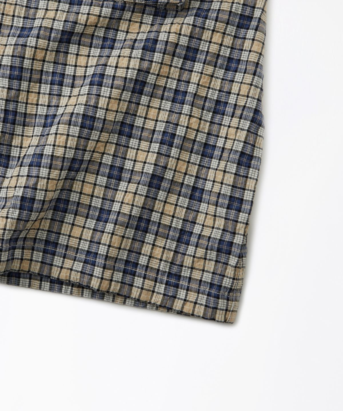 아웃스탠딩(OUTSTANDING) SEERSUCKER M-43 HALF SHIRT_BLUE CHECK