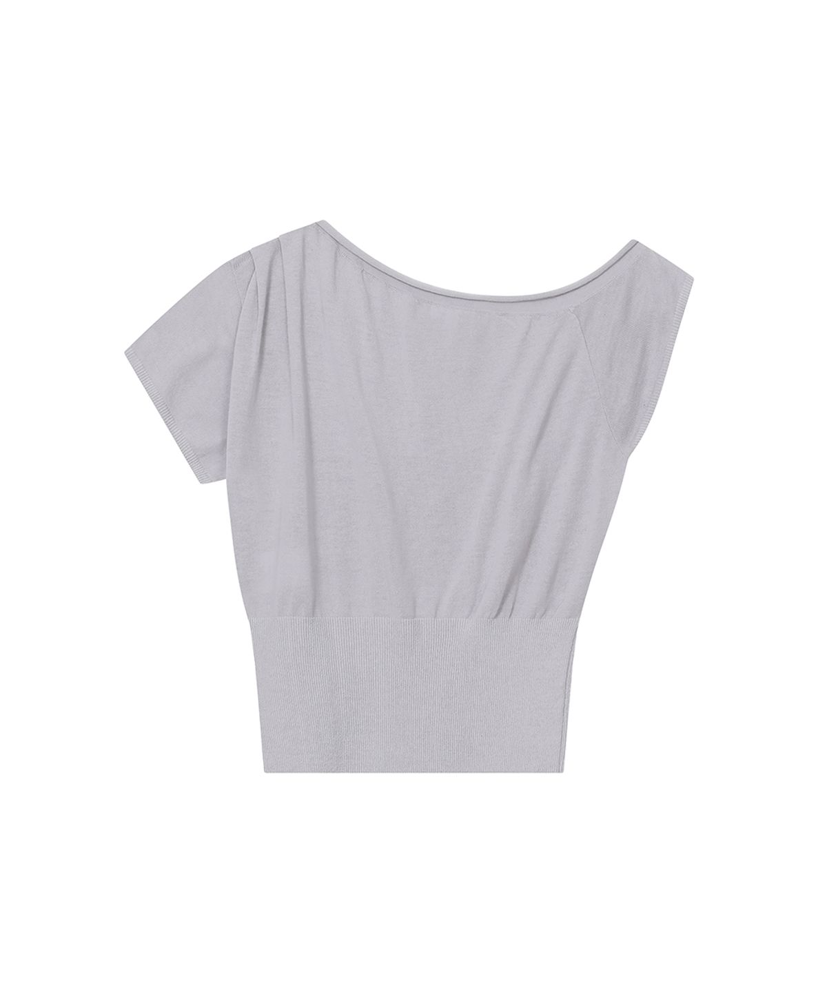 미세키서울(MISEKI SEOUL) One shoulder sheer knit top GREY