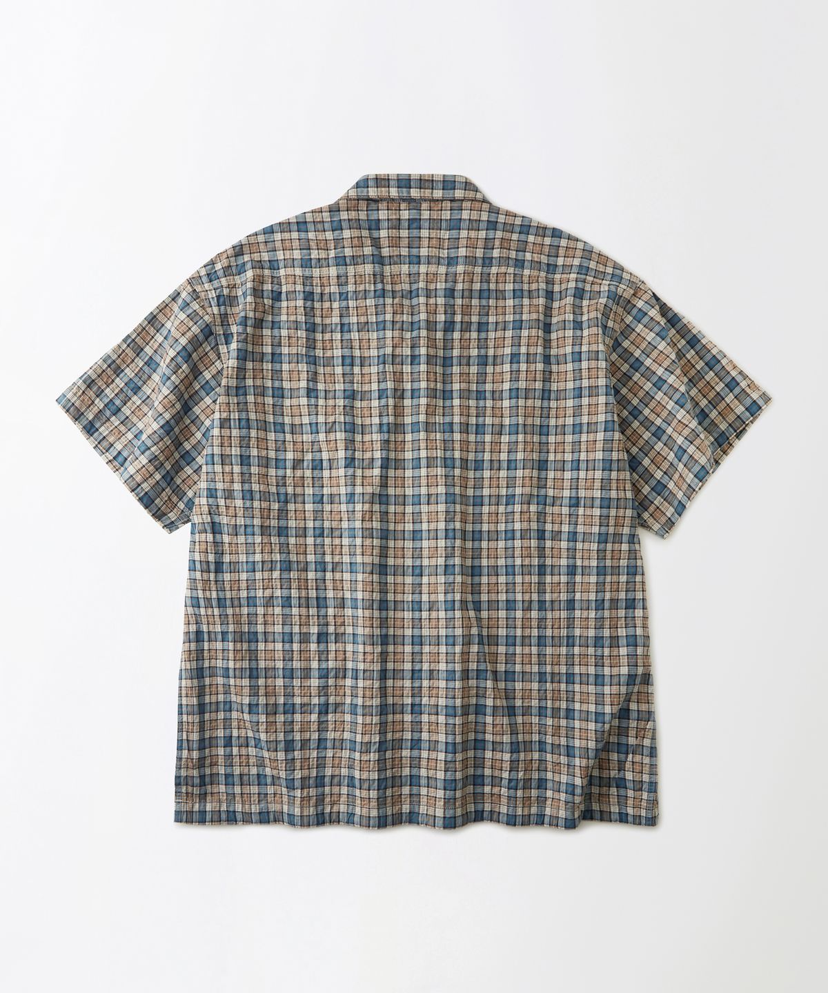 아웃스탠딩(OUTSTANDING) SEERSUCKER M-43 HALF SHIRT_GREEN CHECK