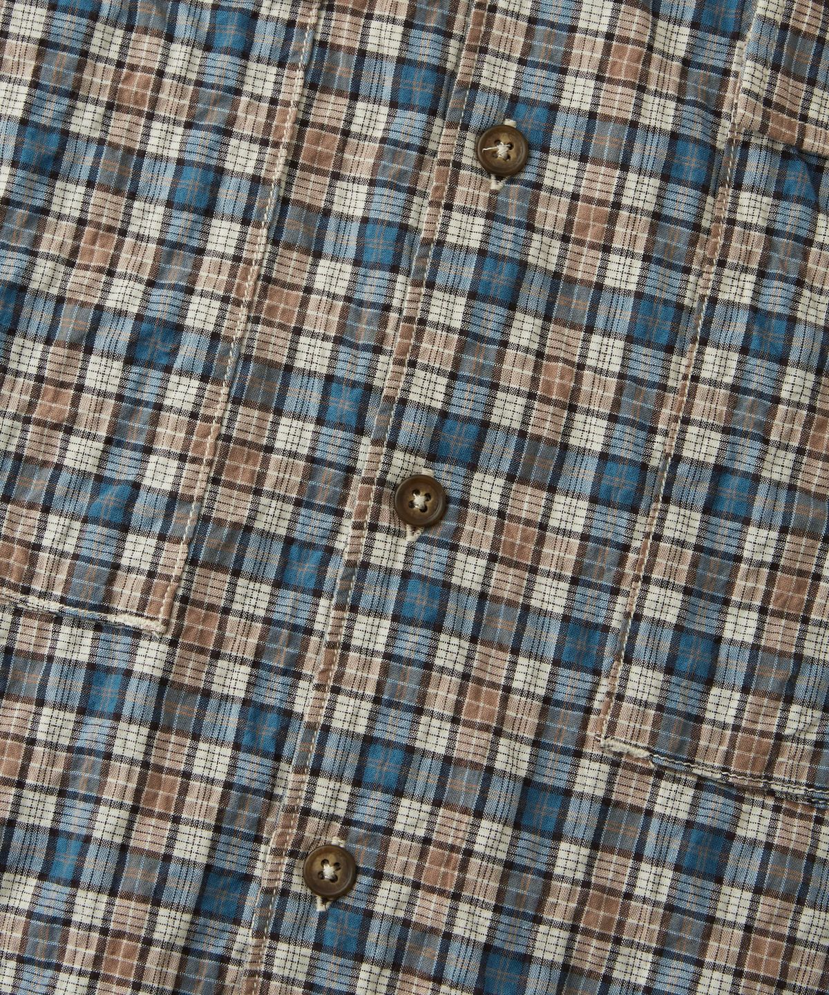 아웃스탠딩(OUTSTANDING) SEERSUCKER M-43 HALF SHIRT_GREEN CHECK