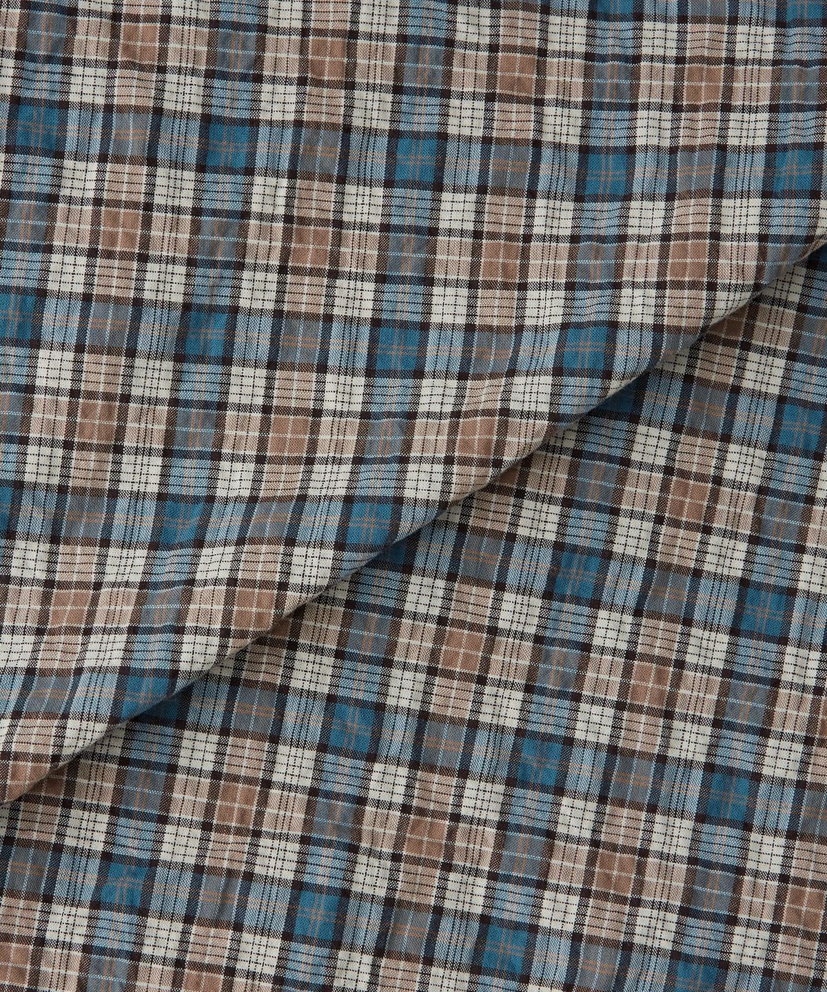 아웃스탠딩(OUTSTANDING) SEERSUCKER M-43 HALF SHIRT_GREEN CHECK