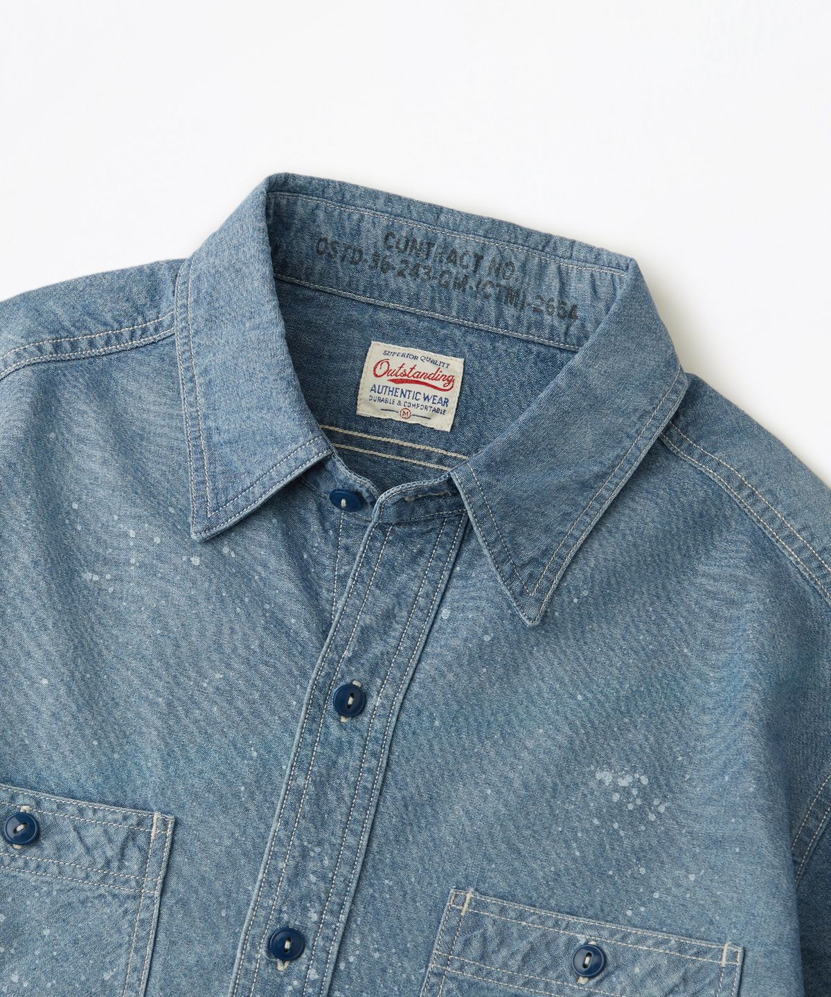 아웃스탠딩(OUTSTANDING) USN SELVEDGE CHAMBRAY SHIRT_DIRTY BLUE