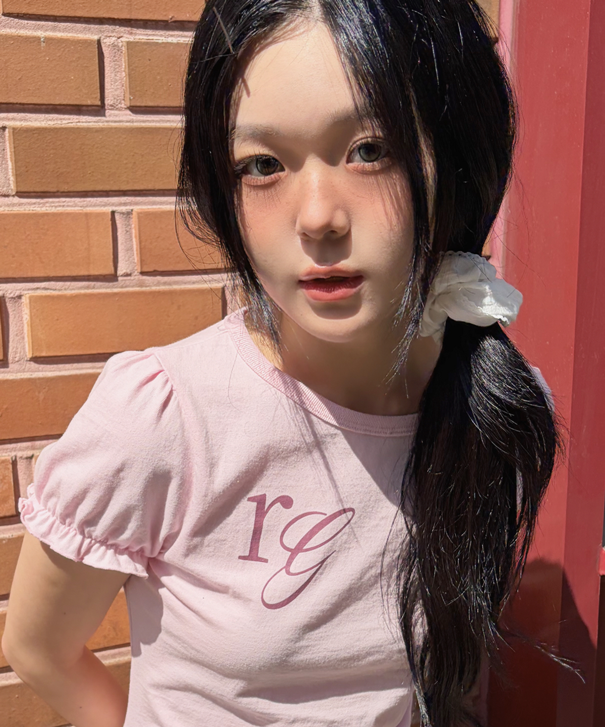 로긴 앤 로지(ROGIN N ROSIE) RG Lettering Check Star T-shirt babypink