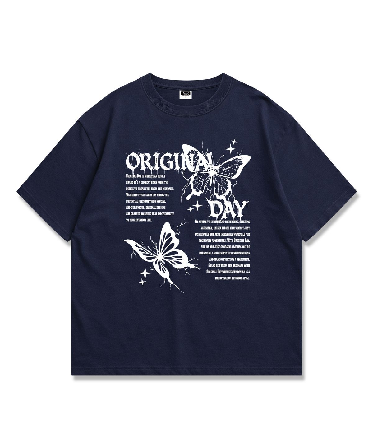 오리지널데이(ORIGINALDAY) 모노크롬 버터플 그래픽 오버핏 반팔 티셔츠 4Color