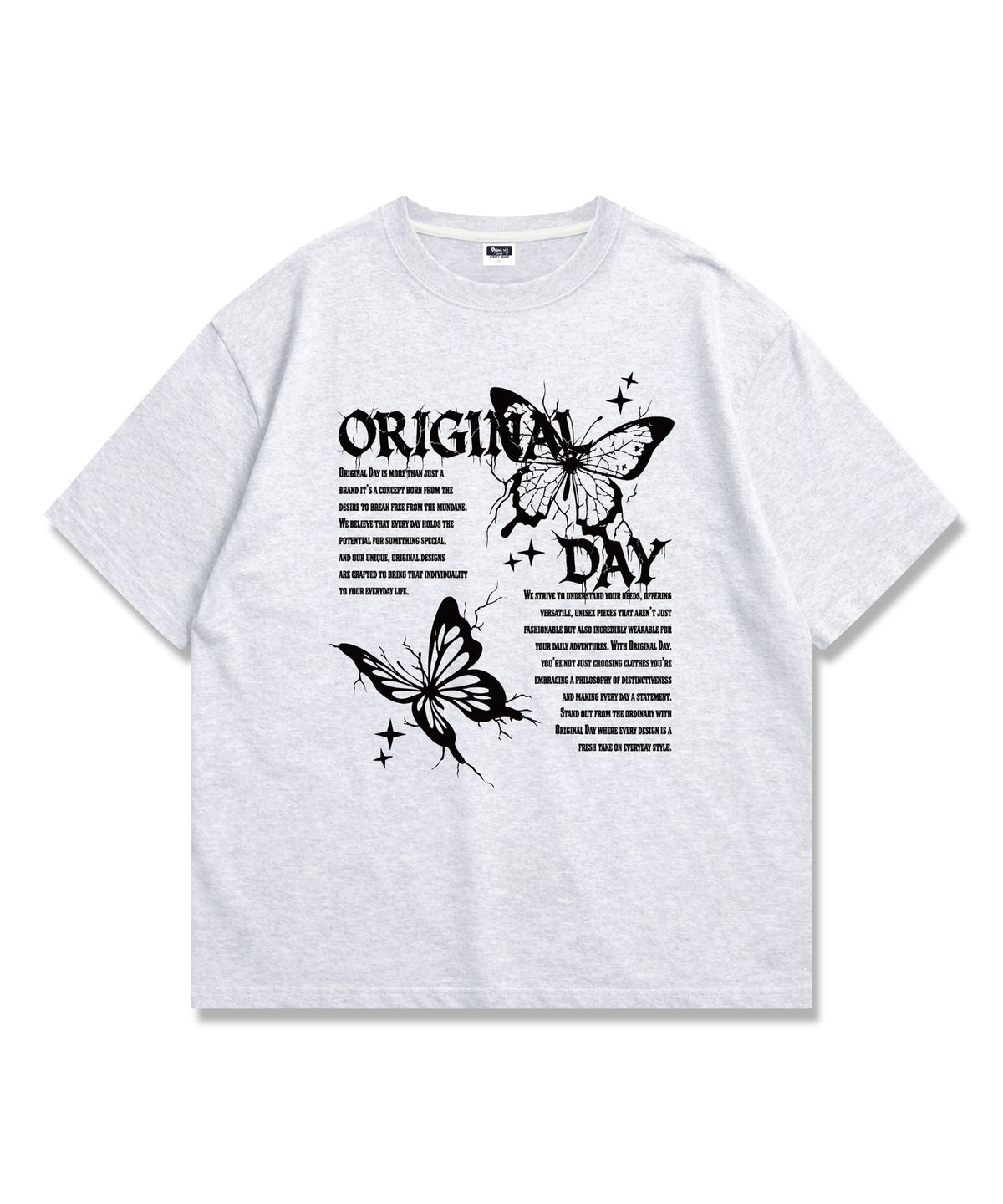 오리지널데이(ORIGINALDAY) 모노크롬 버터플 그래픽 오버핏 반팔 티셔츠 4Color