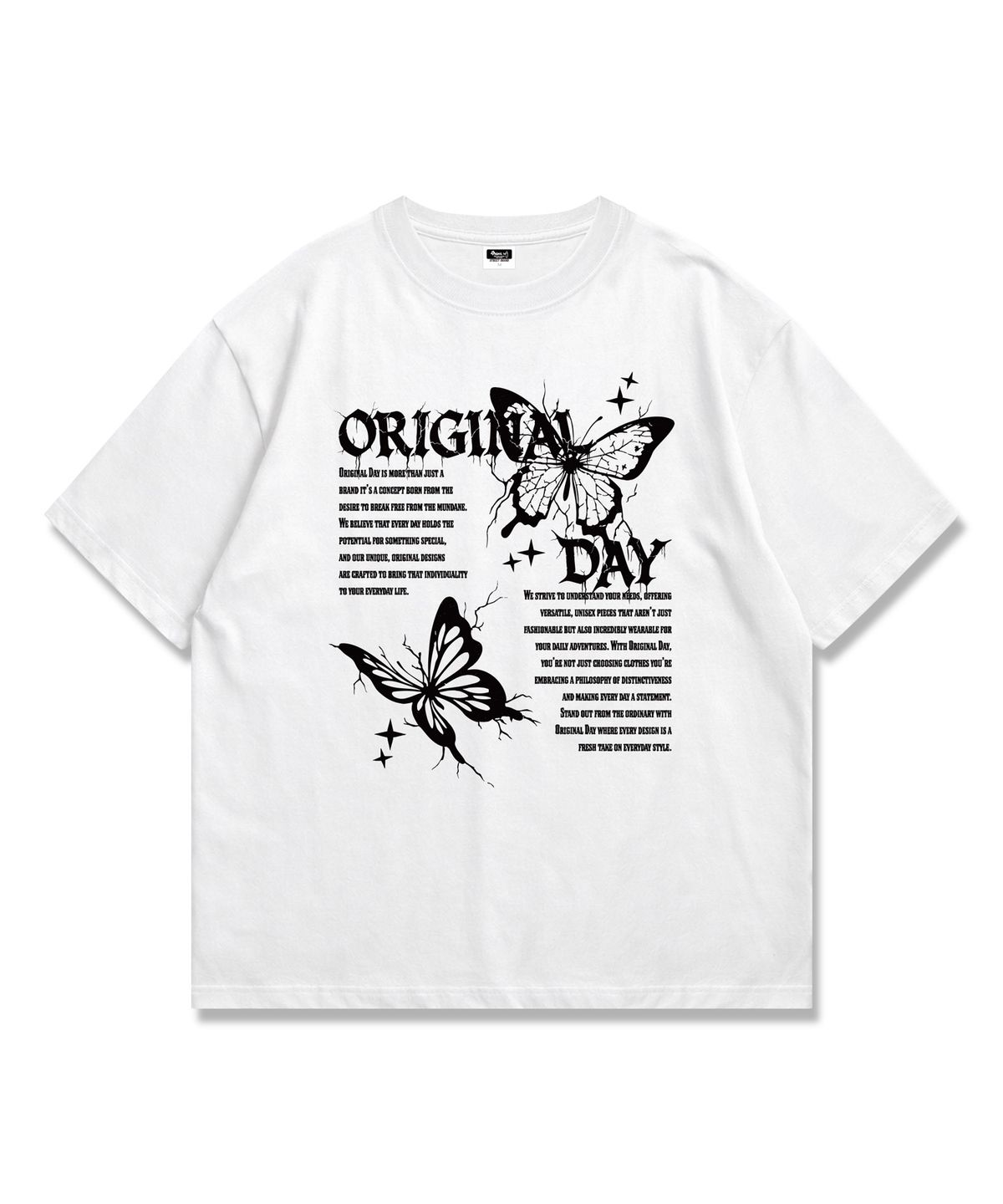 오리지널데이(ORIGINALDAY) 모노크롬 버터플 그래픽 오버핏 반팔 티셔츠 4Color