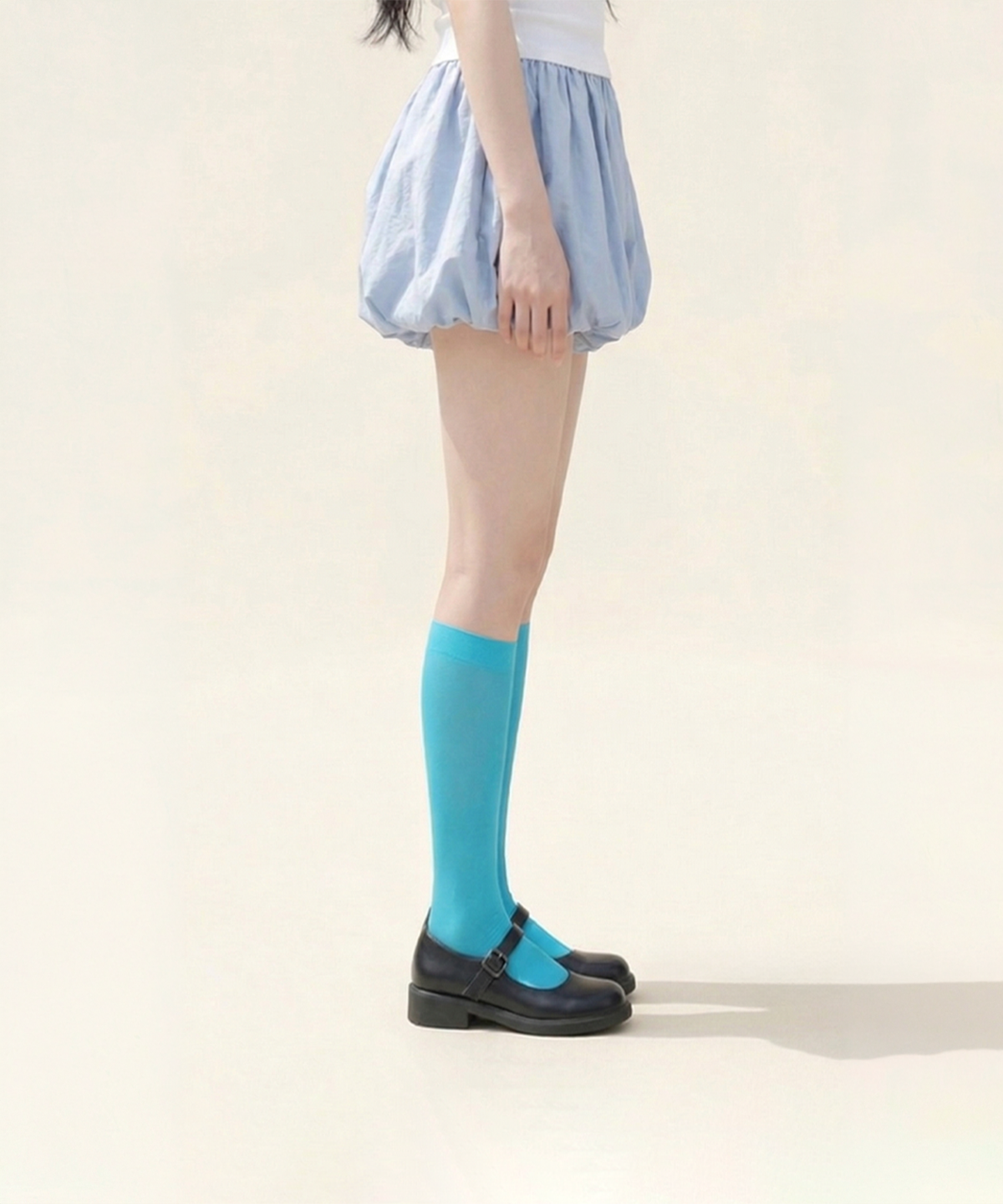 로맨틱타이거(ROMANTIC TIGER) Basic Knee Color Tights (aquablue)