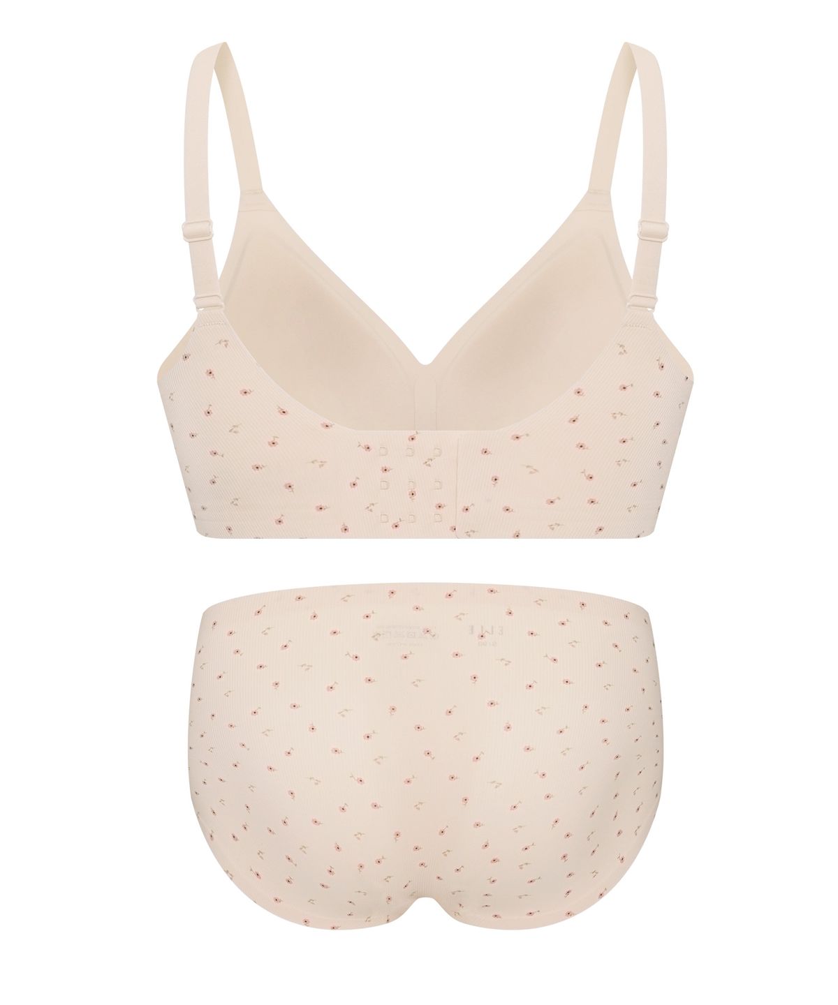 엘르이너웨어(ELLE INNERWEAR) 러블리 골지 볼륨 심리스 브라 팬티 세트 - 핑크