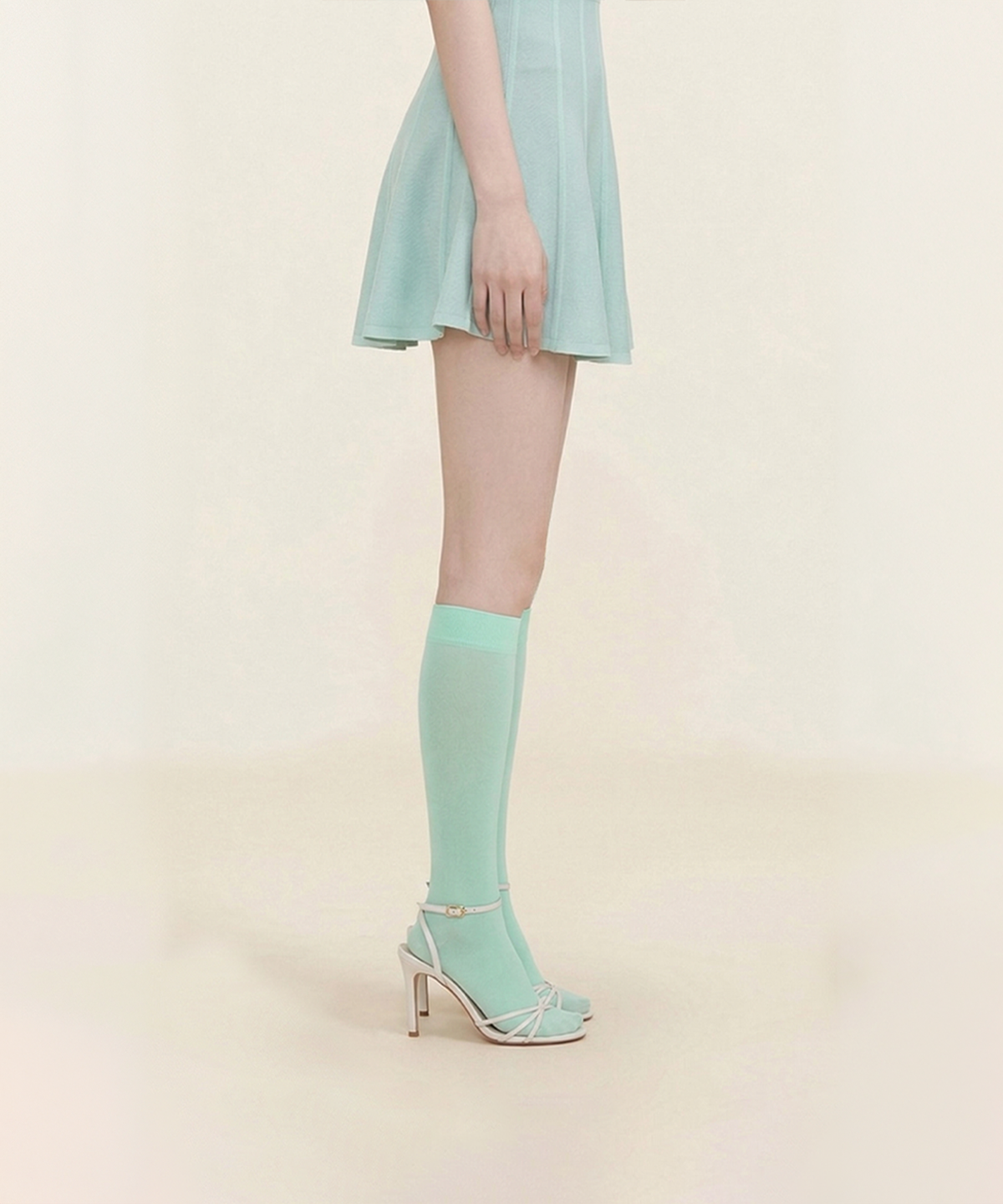 로맨틱타이거(ROMANTIC TIGER) Basic Knee Color Tights (mint)