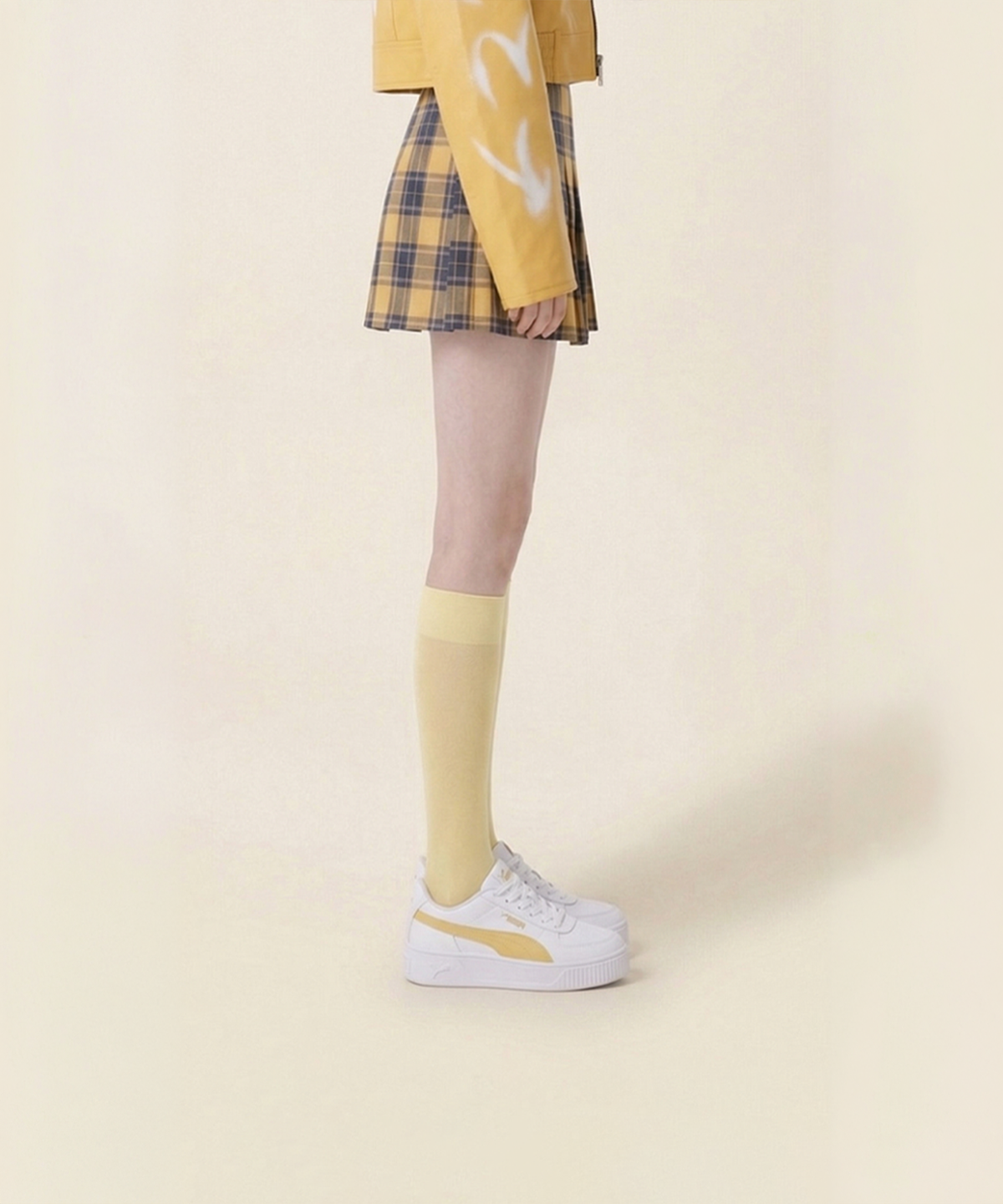 로맨틱타이거(ROMANTIC TIGER) Basic Knee Color Tights (yellow)