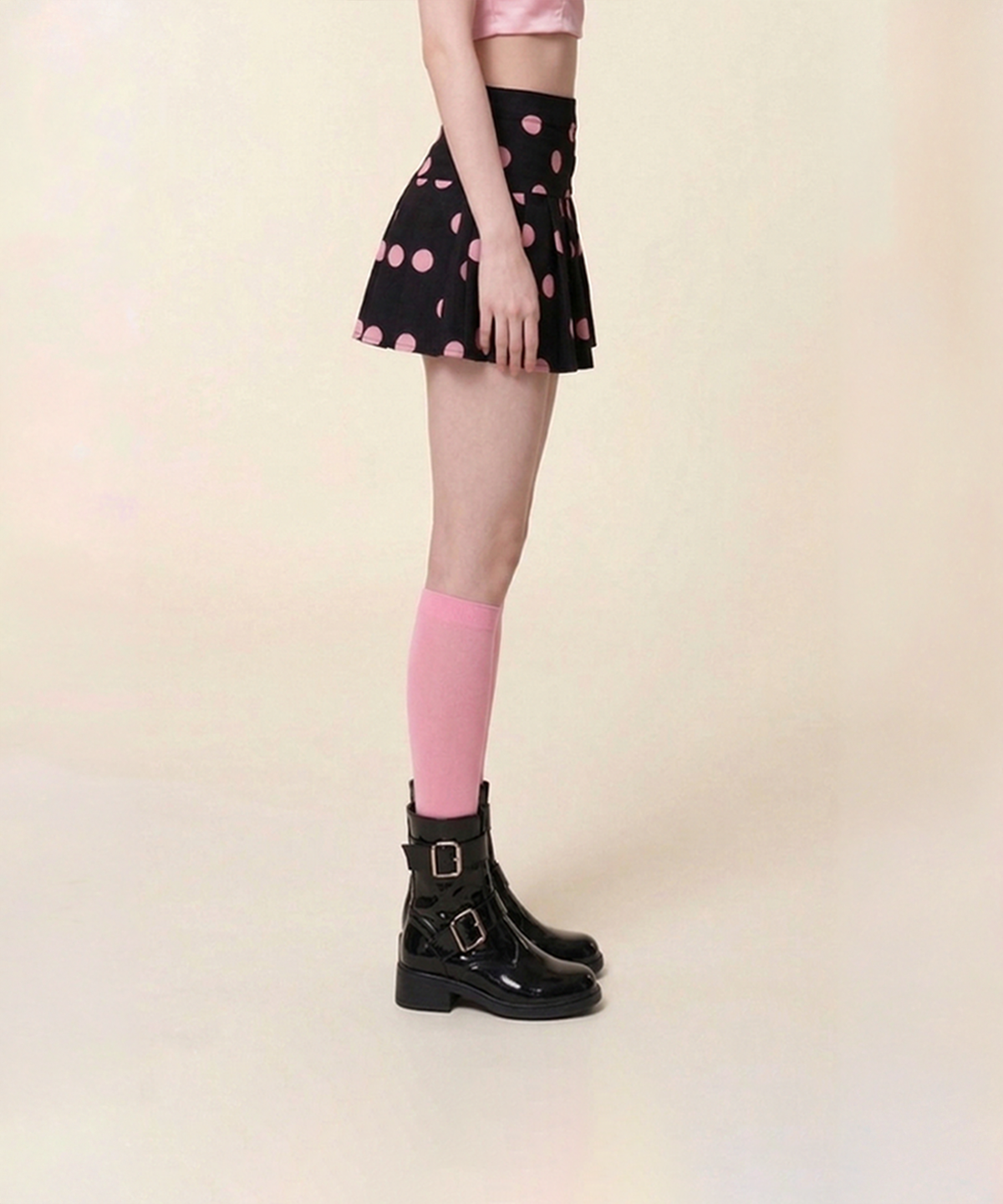 로맨틱타이거(ROMANTIC TIGER) Basic Knee Color Tights (pink)
