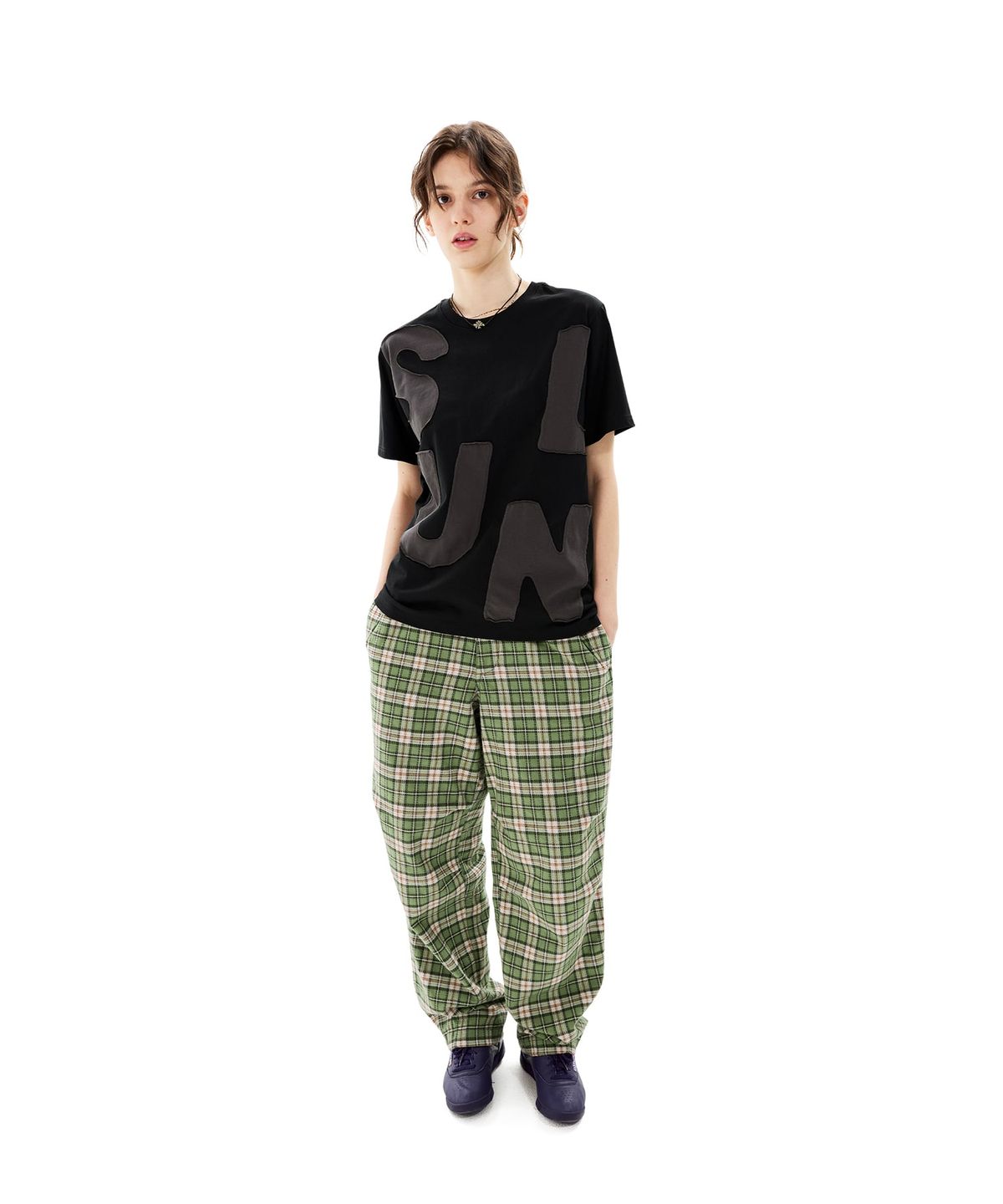 썬러브투어(SUNLOVETOUR) Light Swing Pants Green Plaid