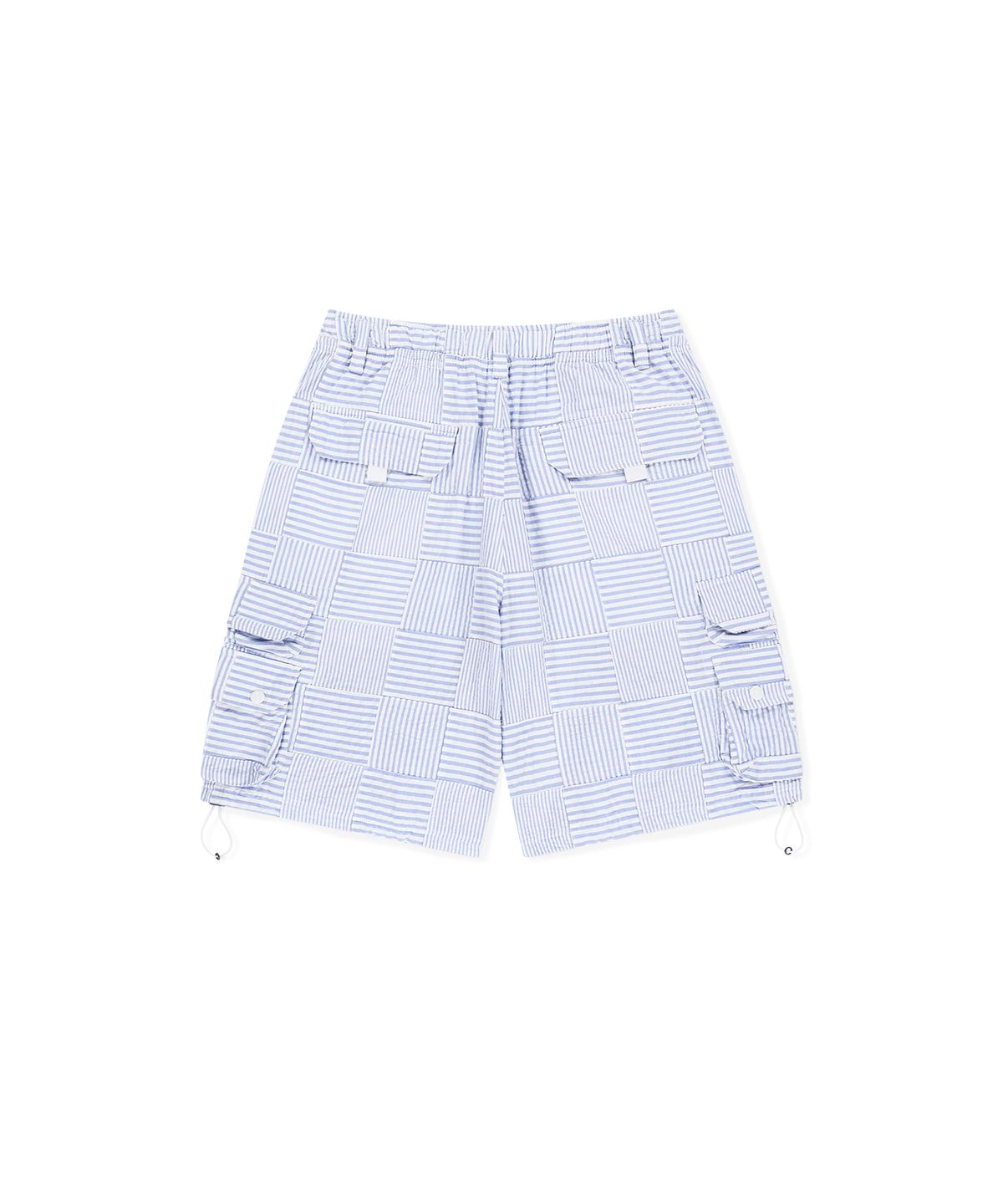 썬러브투어(SUNLOVETOUR) Seersucker Patchwork Cargo Shorts Blue