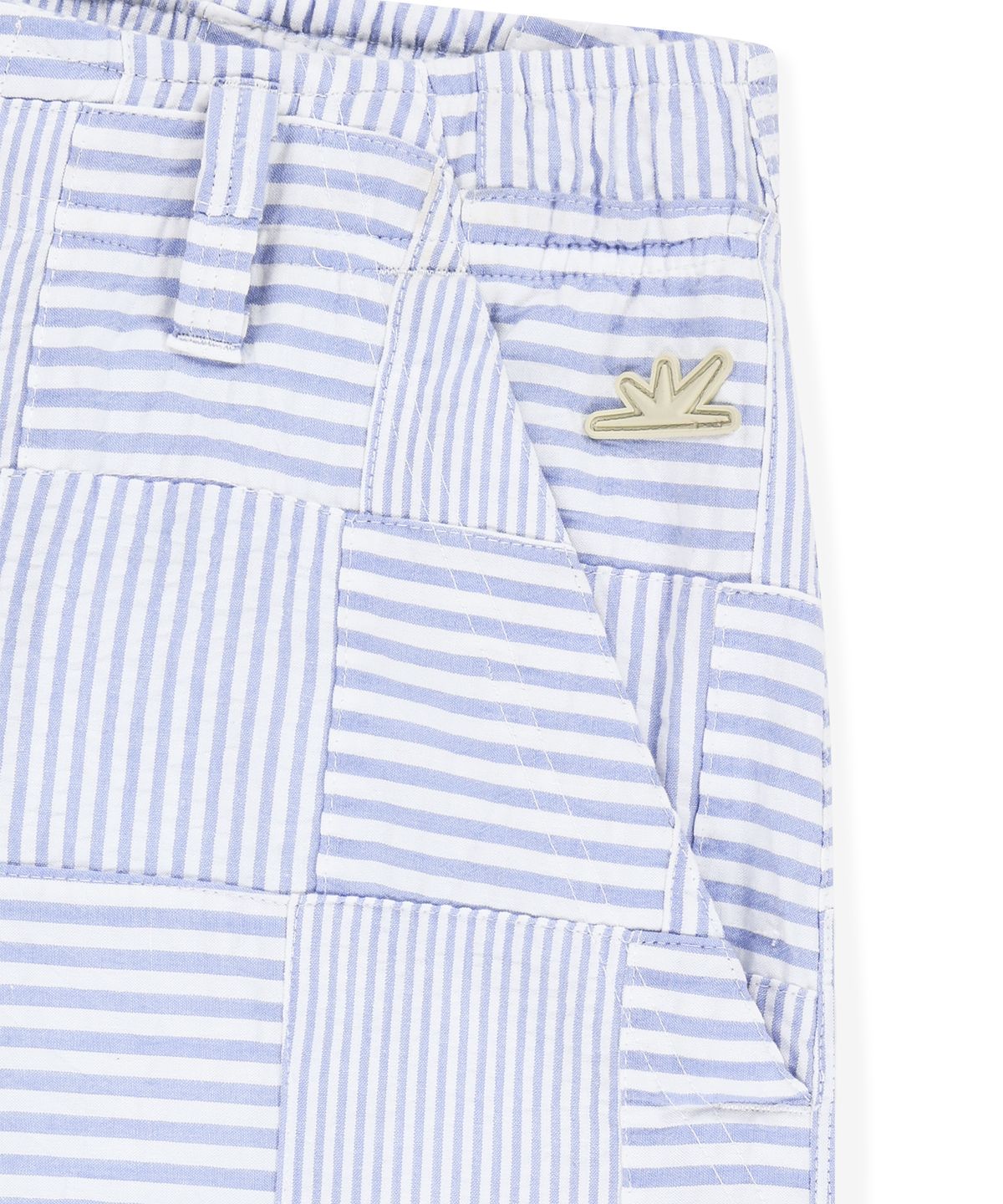 썬러브투어(SUNLOVETOUR) Seersucker Patchwork Cargo Shorts Blue