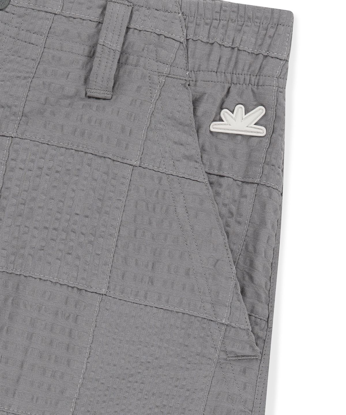 썬러브투어(SUNLOVETOUR) Seersucker Patchwork Cargo Shorts Grey