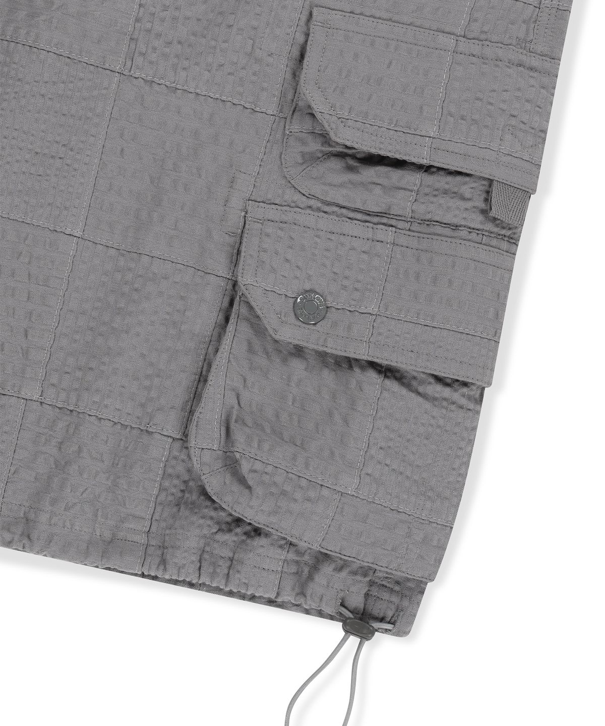 썬러브투어(SUNLOVETOUR) Seersucker Patchwork Cargo Shorts Grey