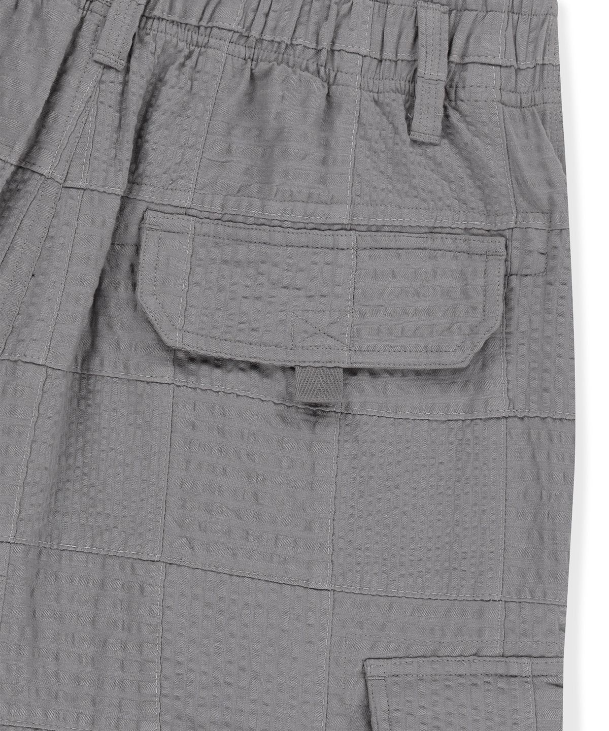 썬러브투어(SUNLOVETOUR) Seersucker Patchwork Cargo Shorts Grey