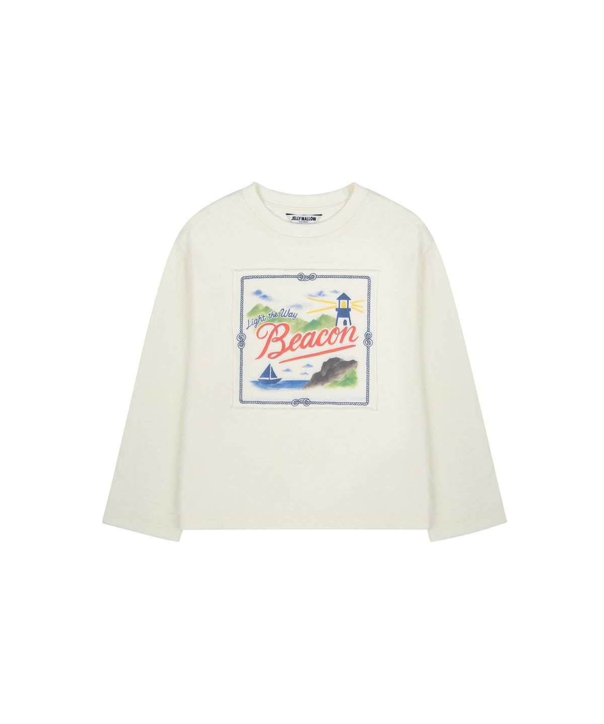 젤리멜로(JELLY MALLOW) 비컨 포스터 롱 슬리브 티셔츠_아이보리