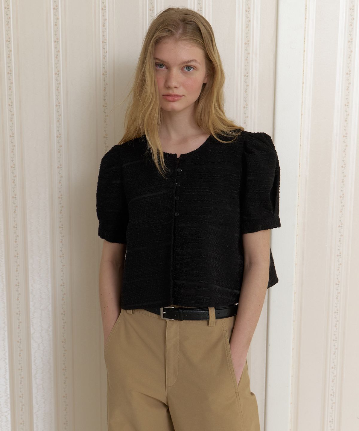 어몽(AMONG) A PUFF BLOUSE JACKET_BLACK