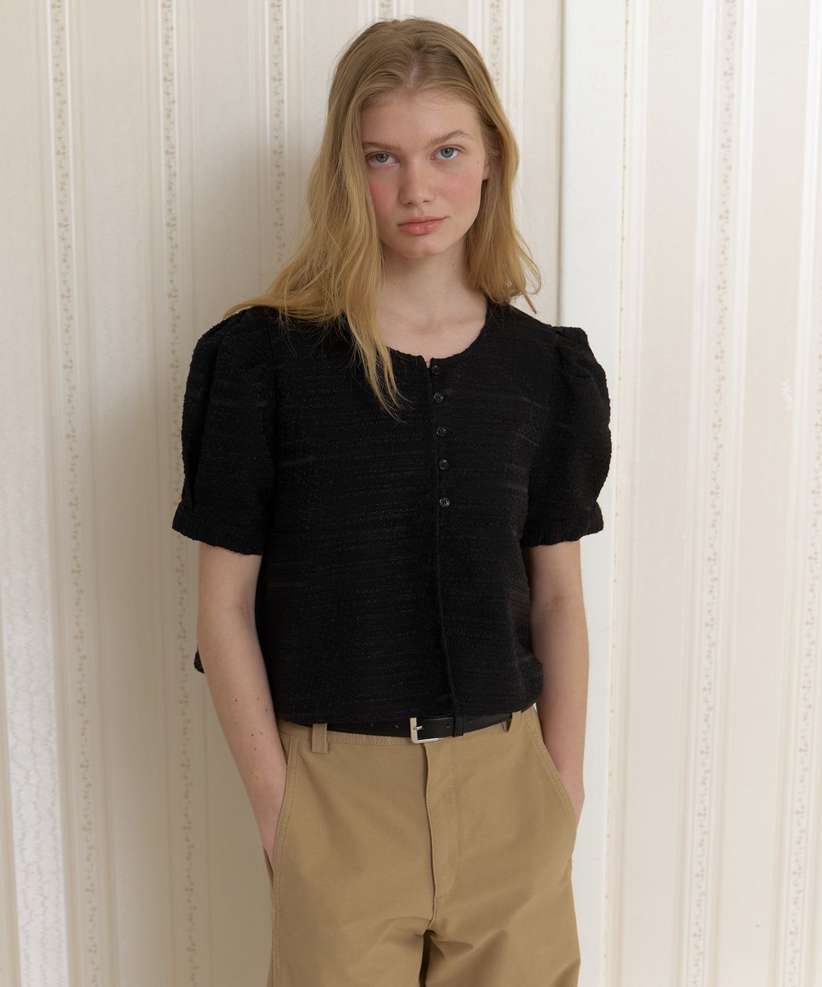 어몽(AMONG) A PUFF BLOUSE JACKET_BLACK