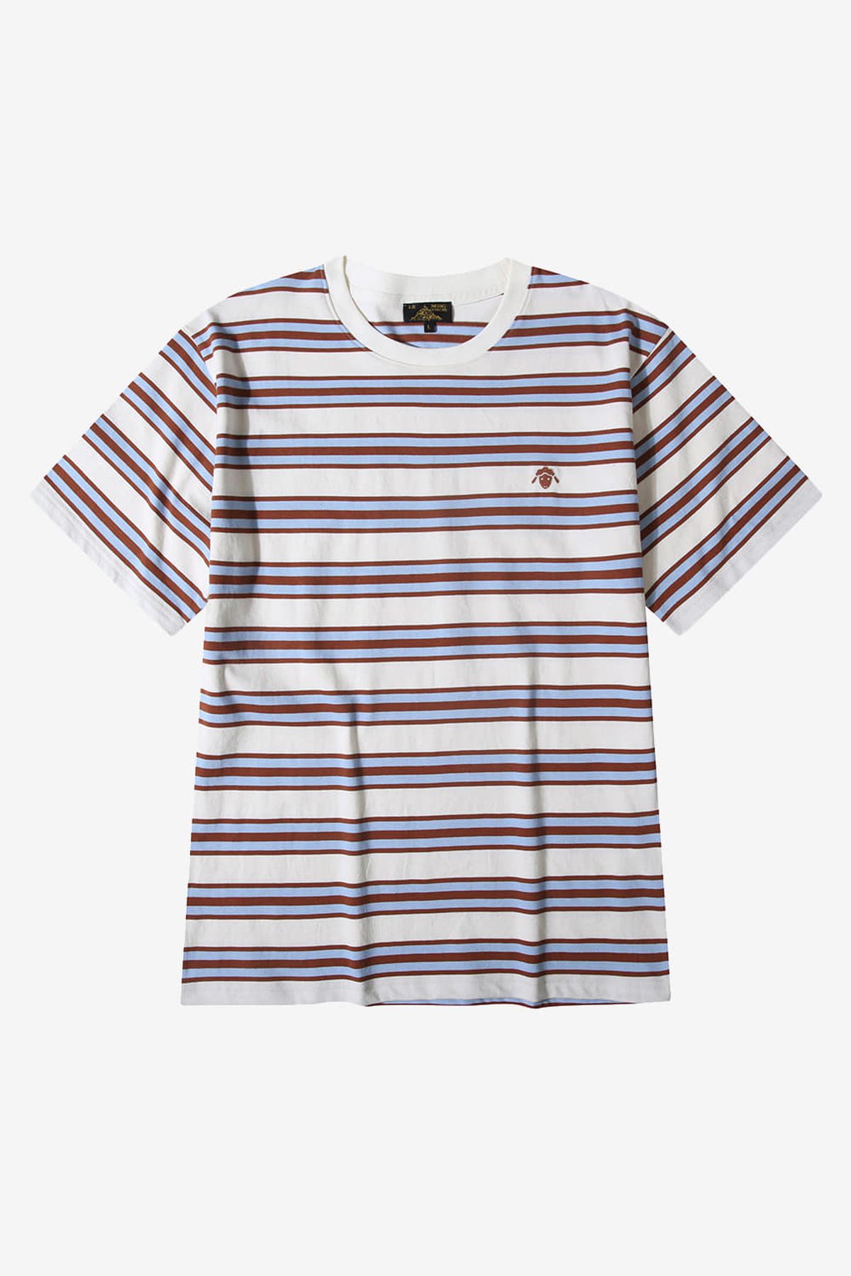 르몽생미셸(LE MONT ST MICHEL) Cotton Stripe Round Neck T-shirt_Brown