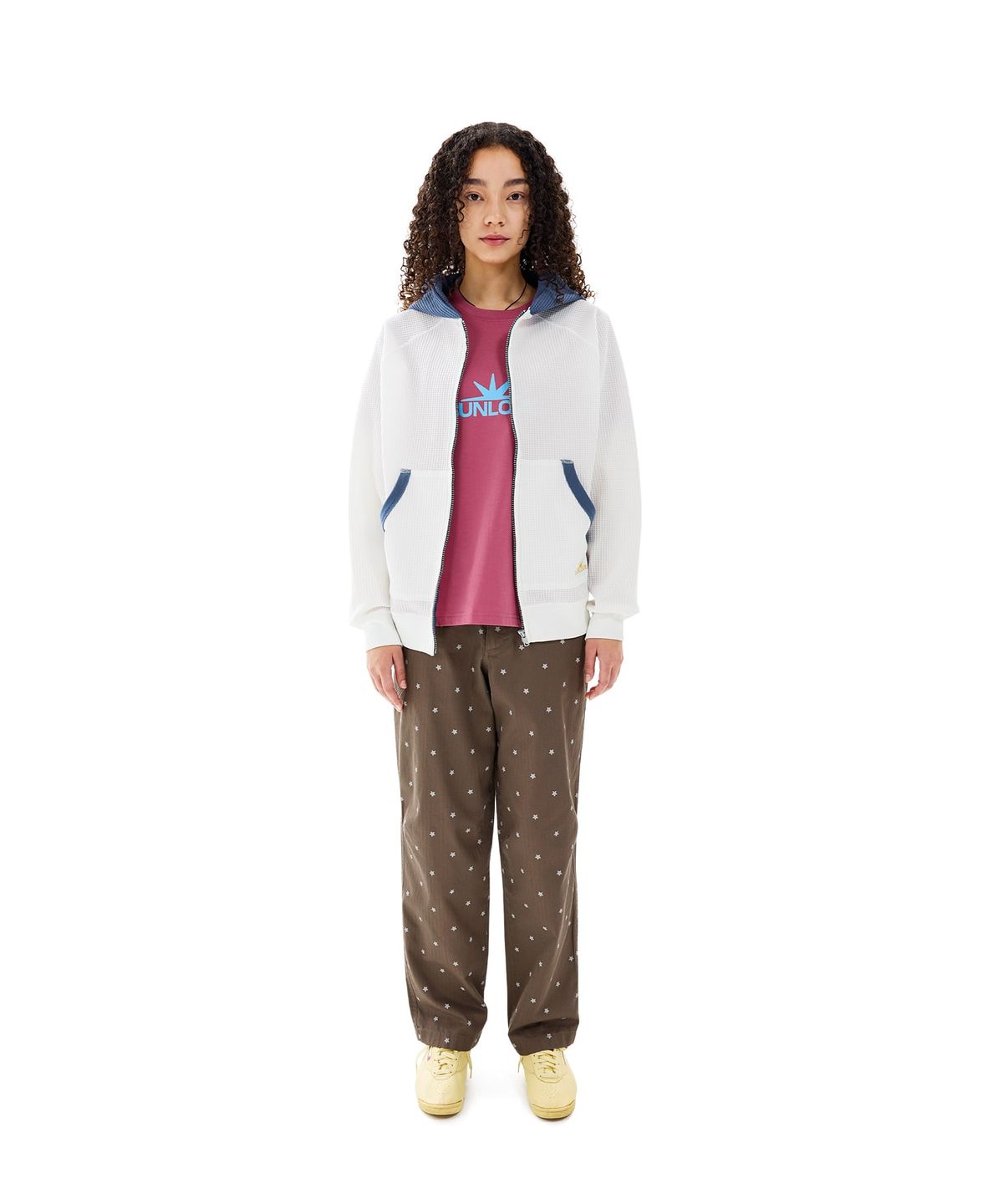 썬러브투어(SUNLOVETOUR) Aero Waffle Zip Up Hoodie White
