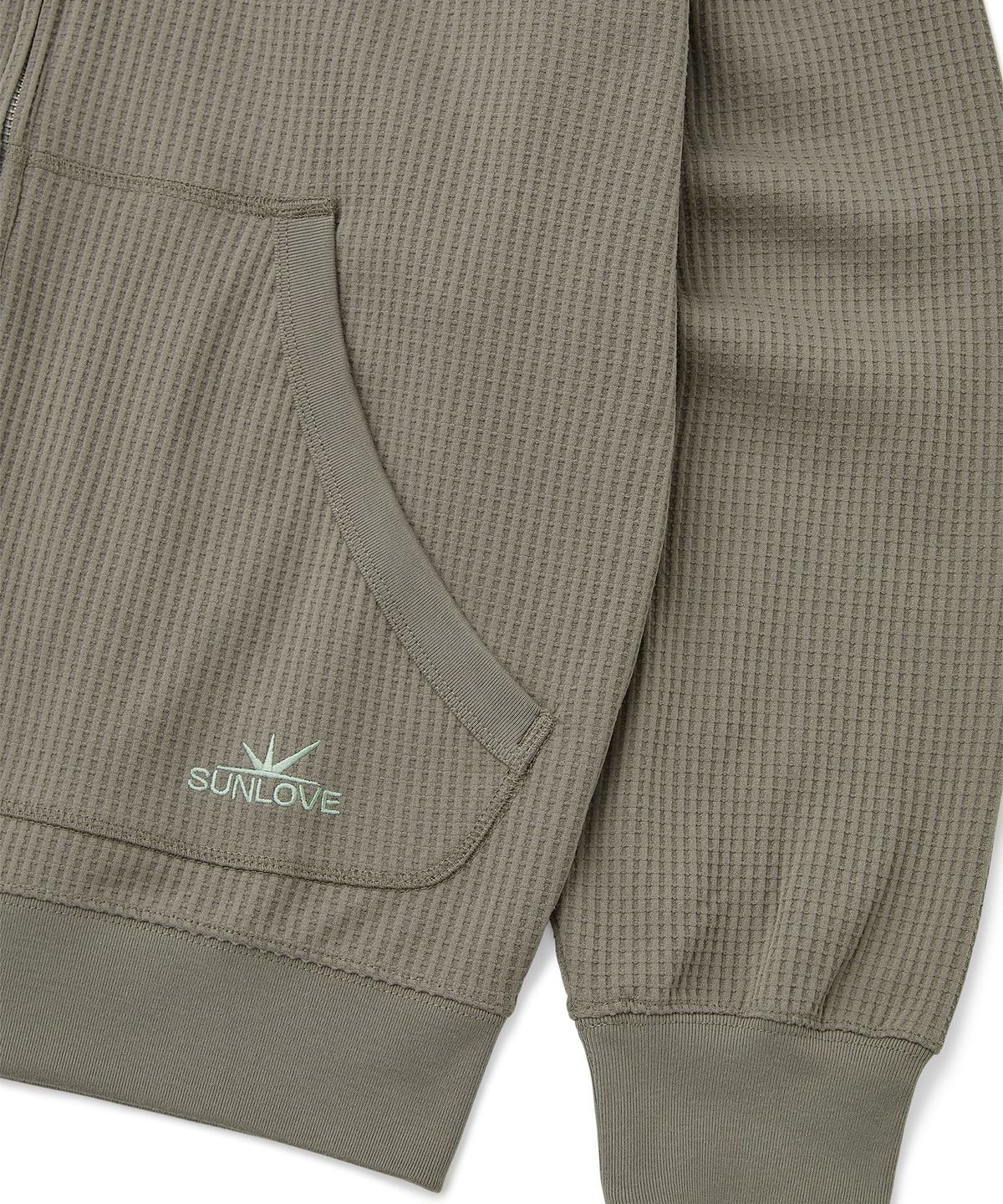 썬러브투어(SUNLOVETOUR) Aero Waffle Zip Up Hoodie Taupe