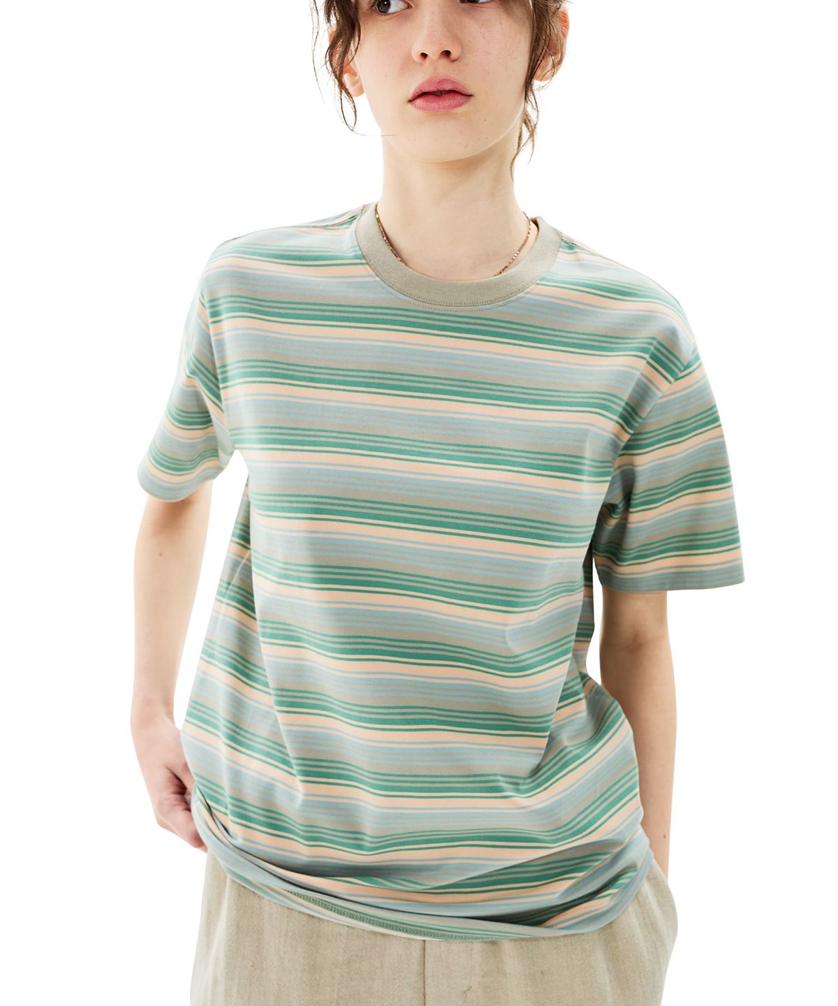썬러브투어(SUNLOVETOUR) Striped Allday Tee Grey