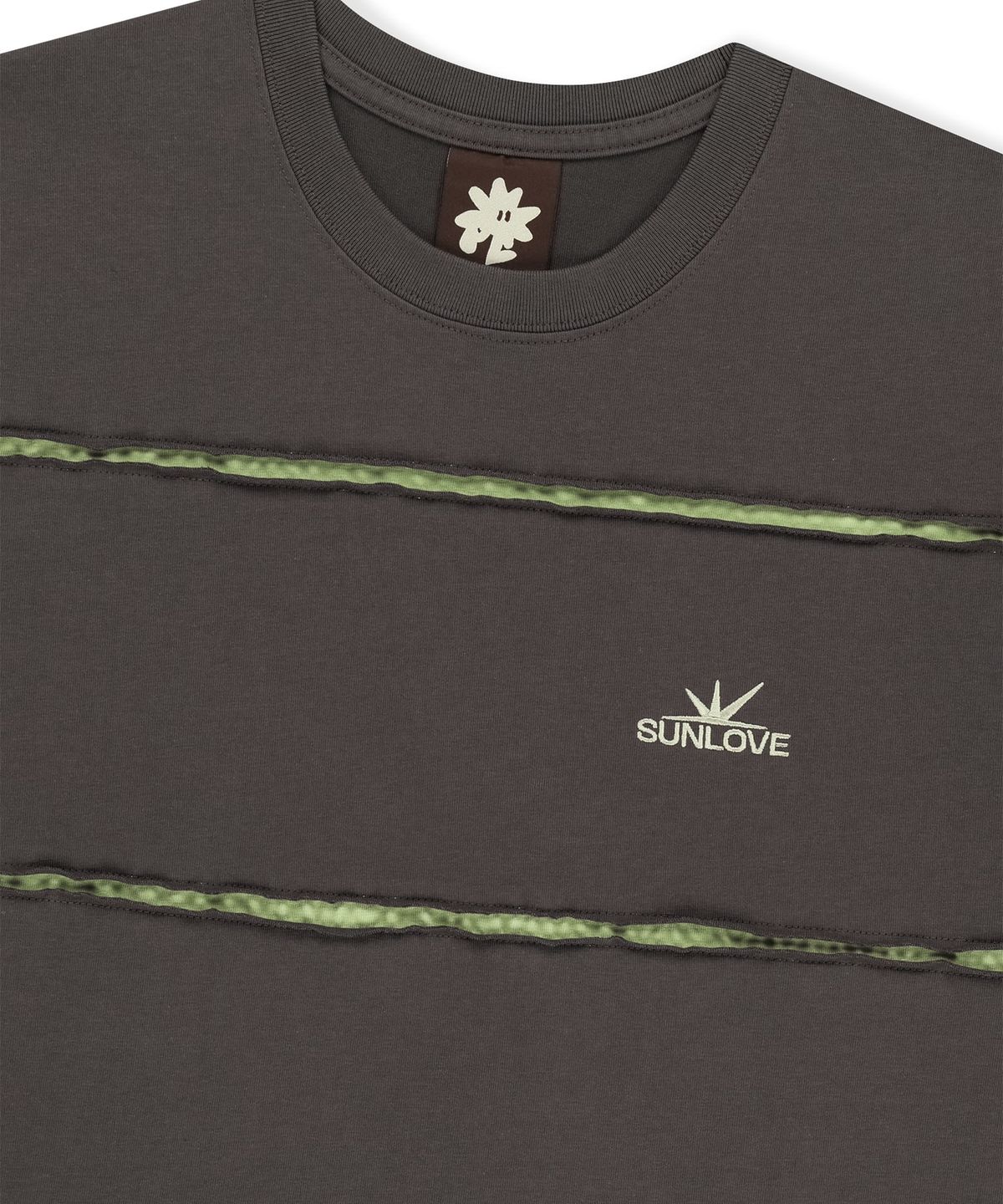 썬러브투어(SUNLOVETOUR) Raw Edge Stripe Tee Charcoal